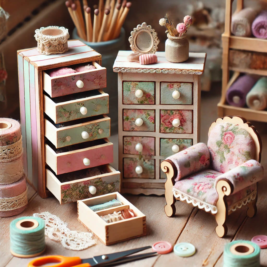 Möbel für Puppenhaus basteln: DIY Vintage-Möbel einfach selber machen