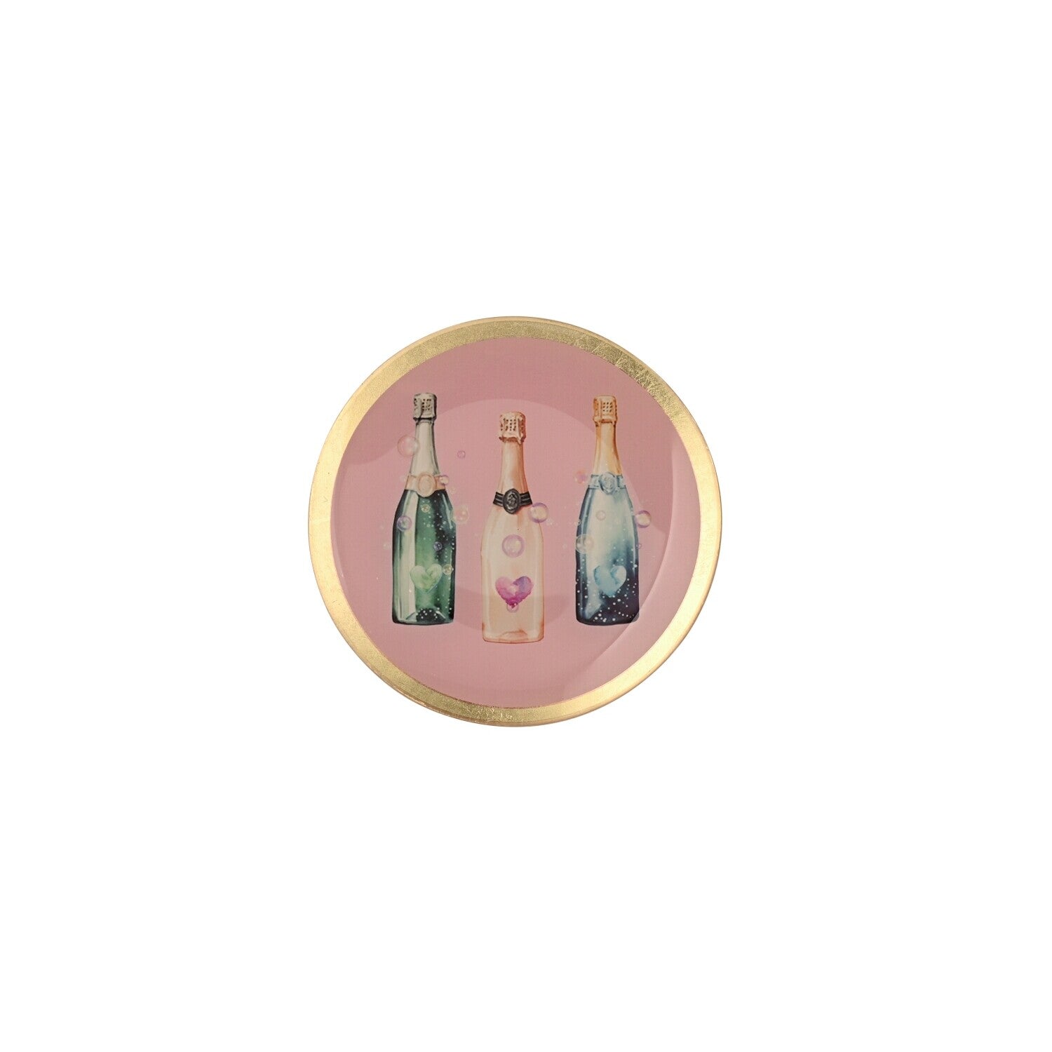 Glasteller "Love Plates - Champagner Flaschen" - M (Rosa)