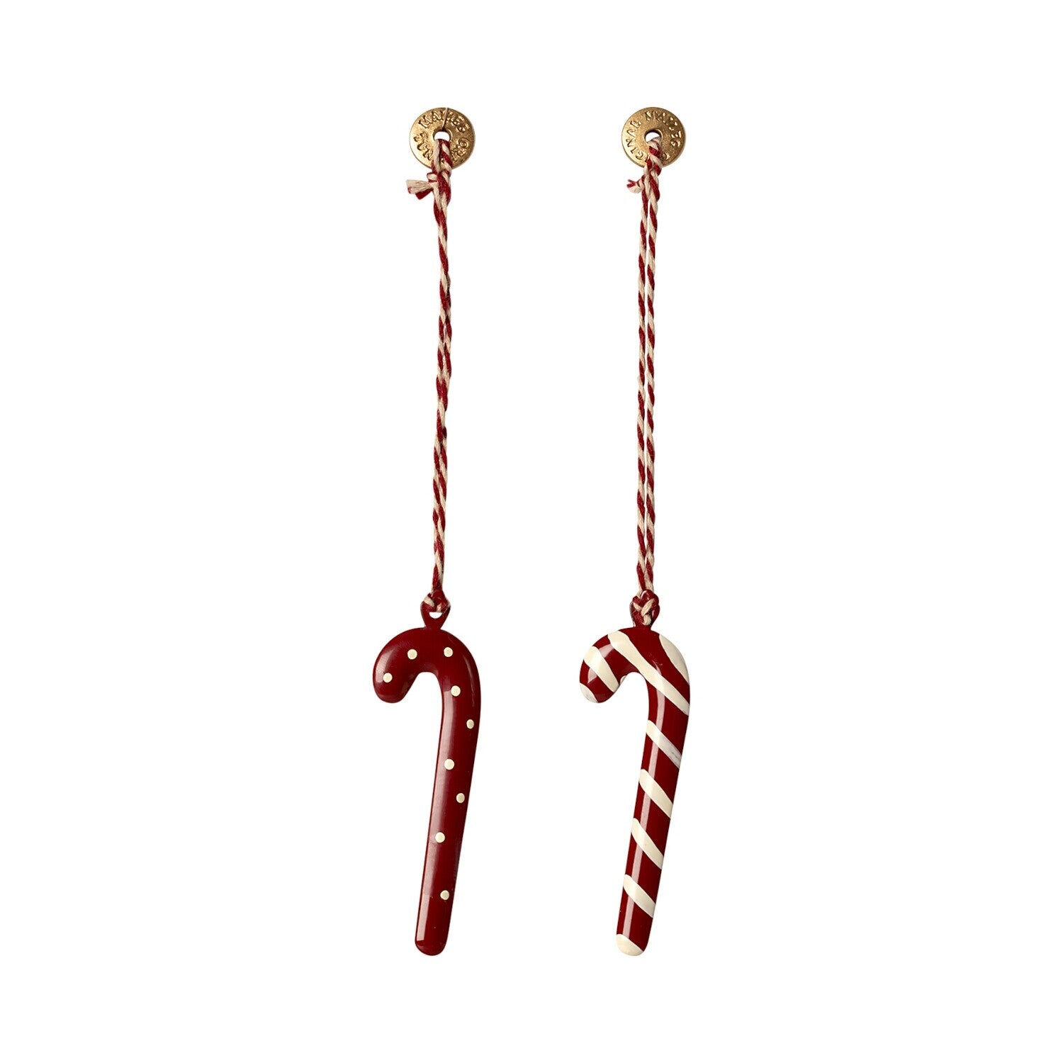 Metallornament "Zuckerstange" im 2er-Set - 7x2cm (Weiß) Maileg