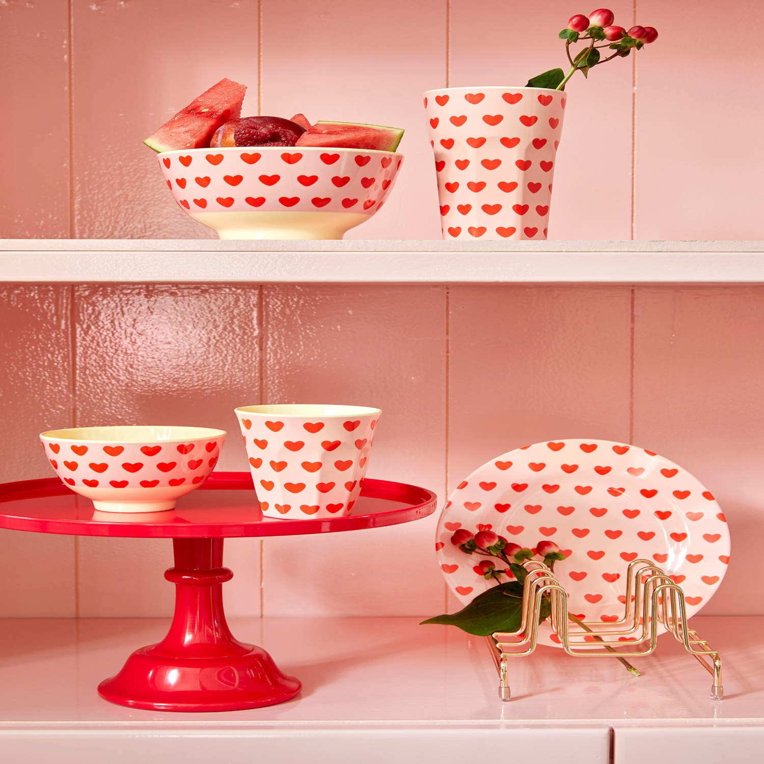 Melamin Becher "Small hearts" - Klein (Pink) Rice