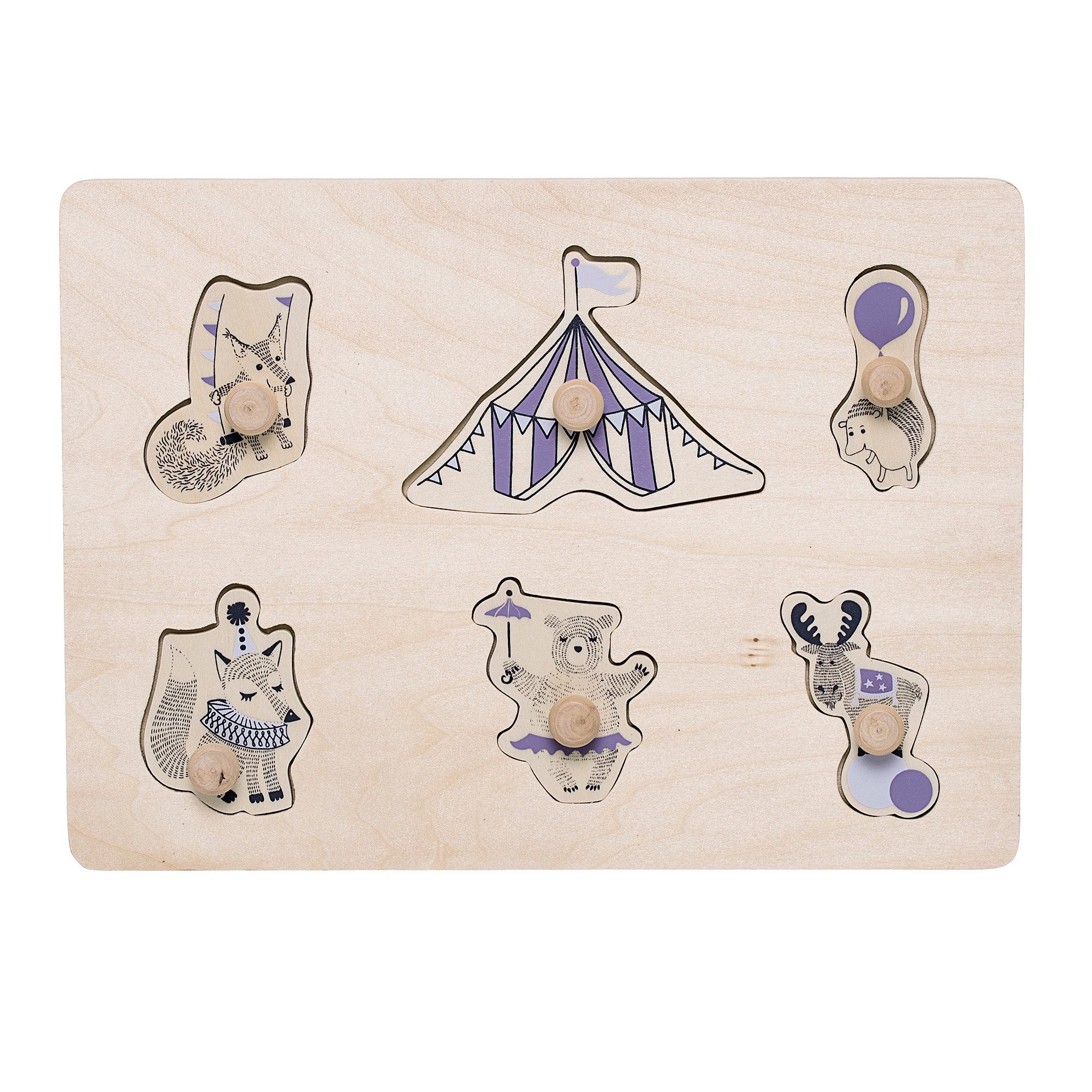 Puzzle mit Griff "Zirkus" - 28x20 cm (Lila)