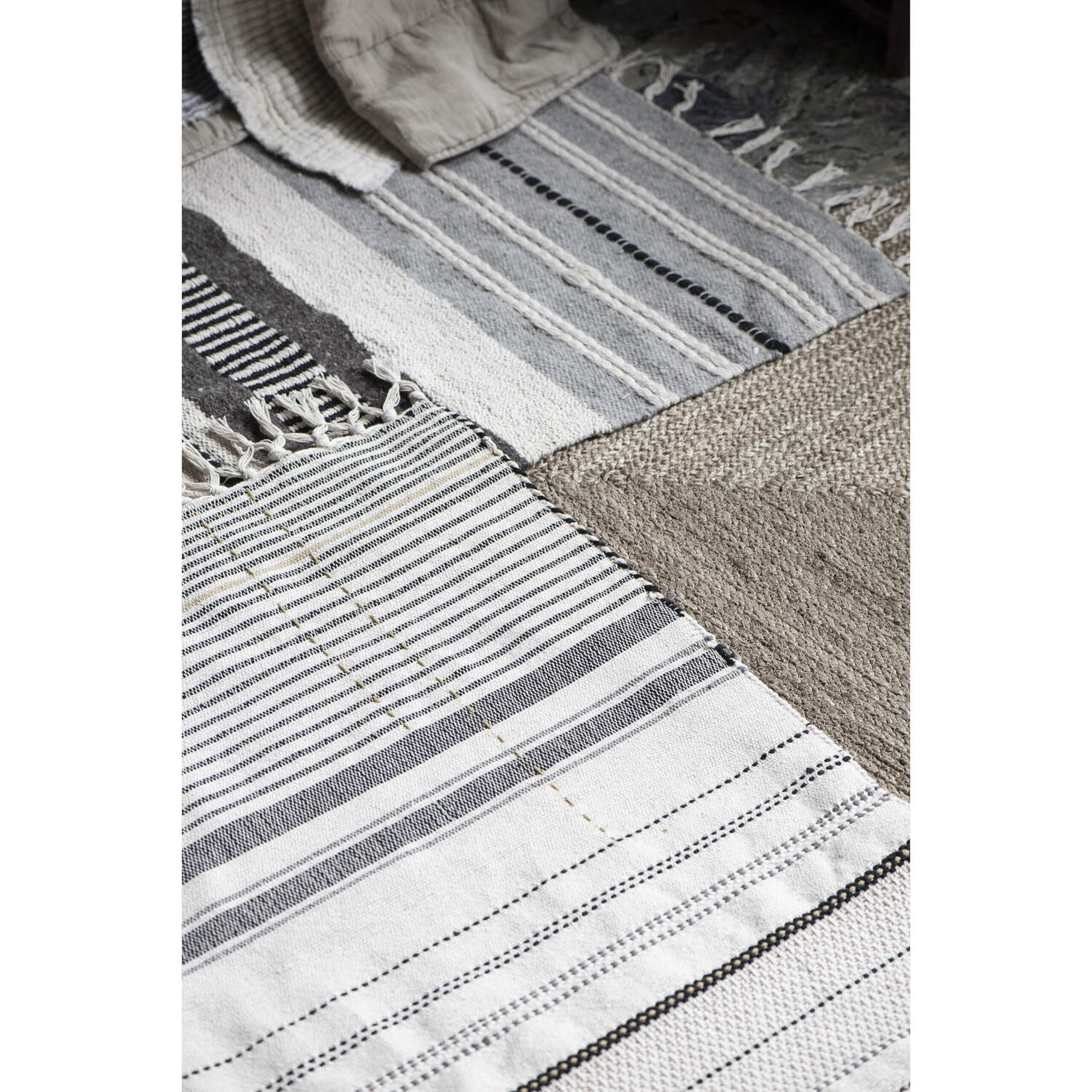 Teppich gestreift - 120x180 cm (Natur/Schwarz) Ib Laursen