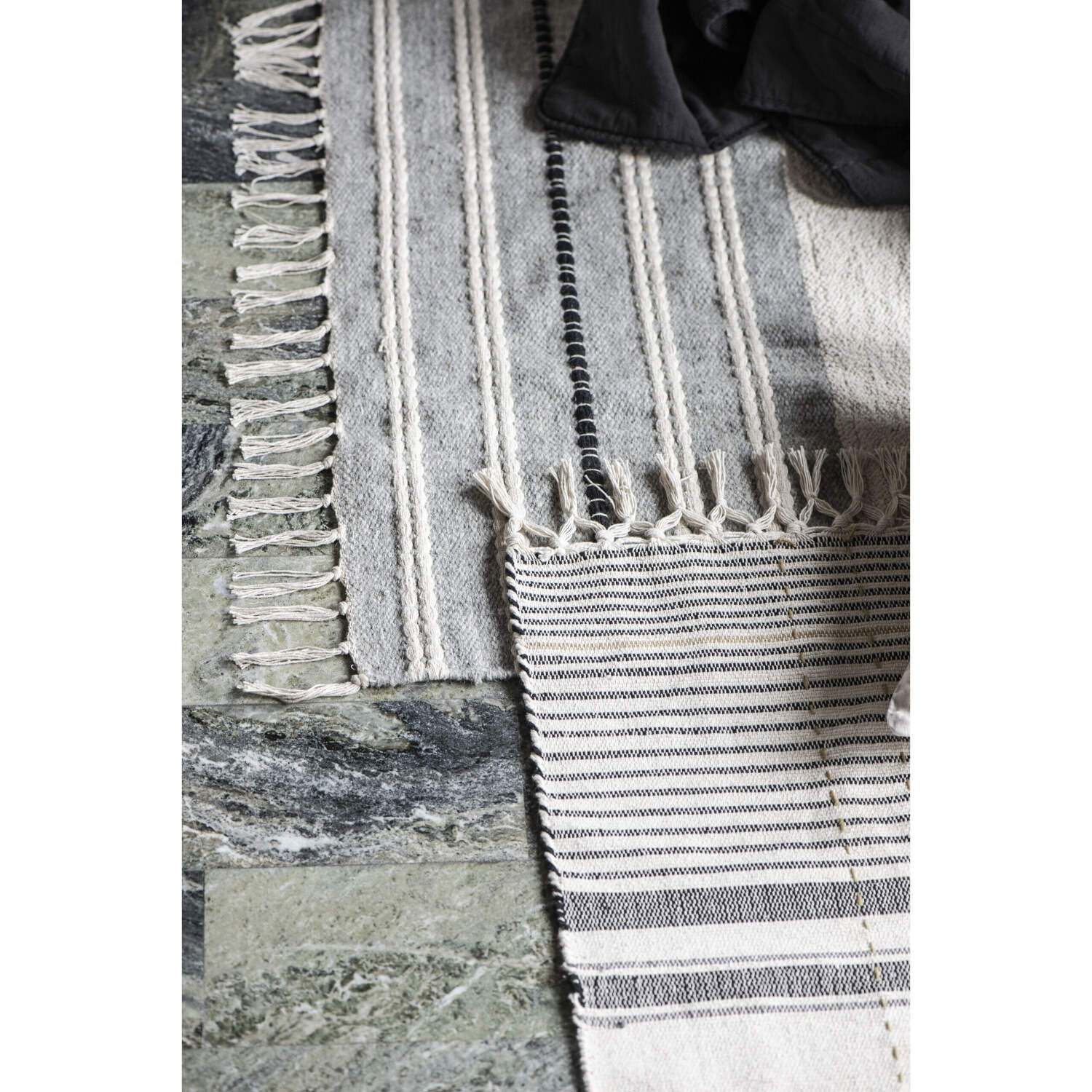 Teppich gestreift - 120x180 cm (Natur/Schwarz) Ib Laursen