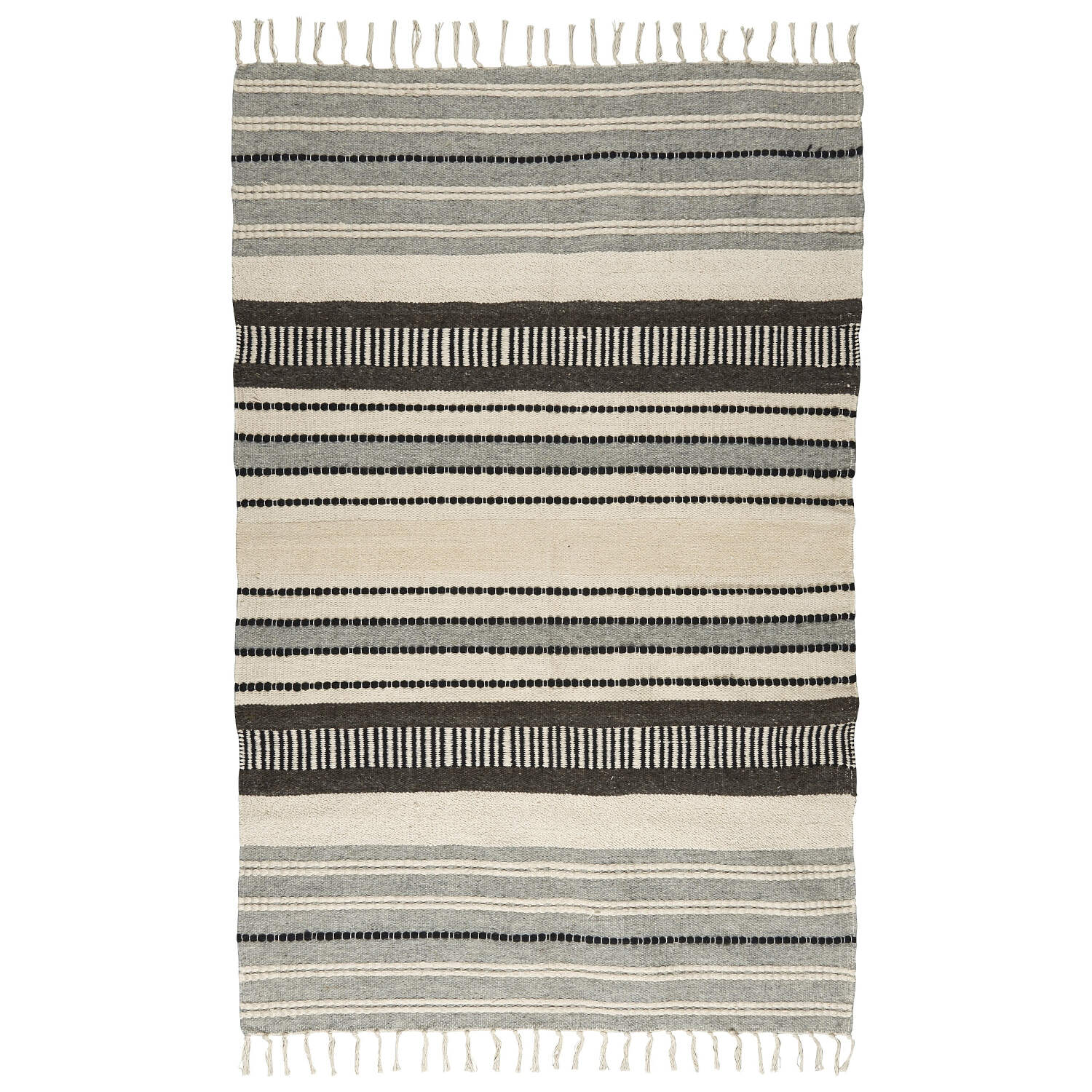 Teppich gestreift - 120x180 cm (Natur/Schwarz) Ib Laursen
