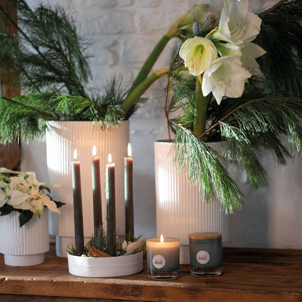 Porzellankranz "Wunder" für 4 Stabkerzen - 18,5 cm (Weiß) räder Design