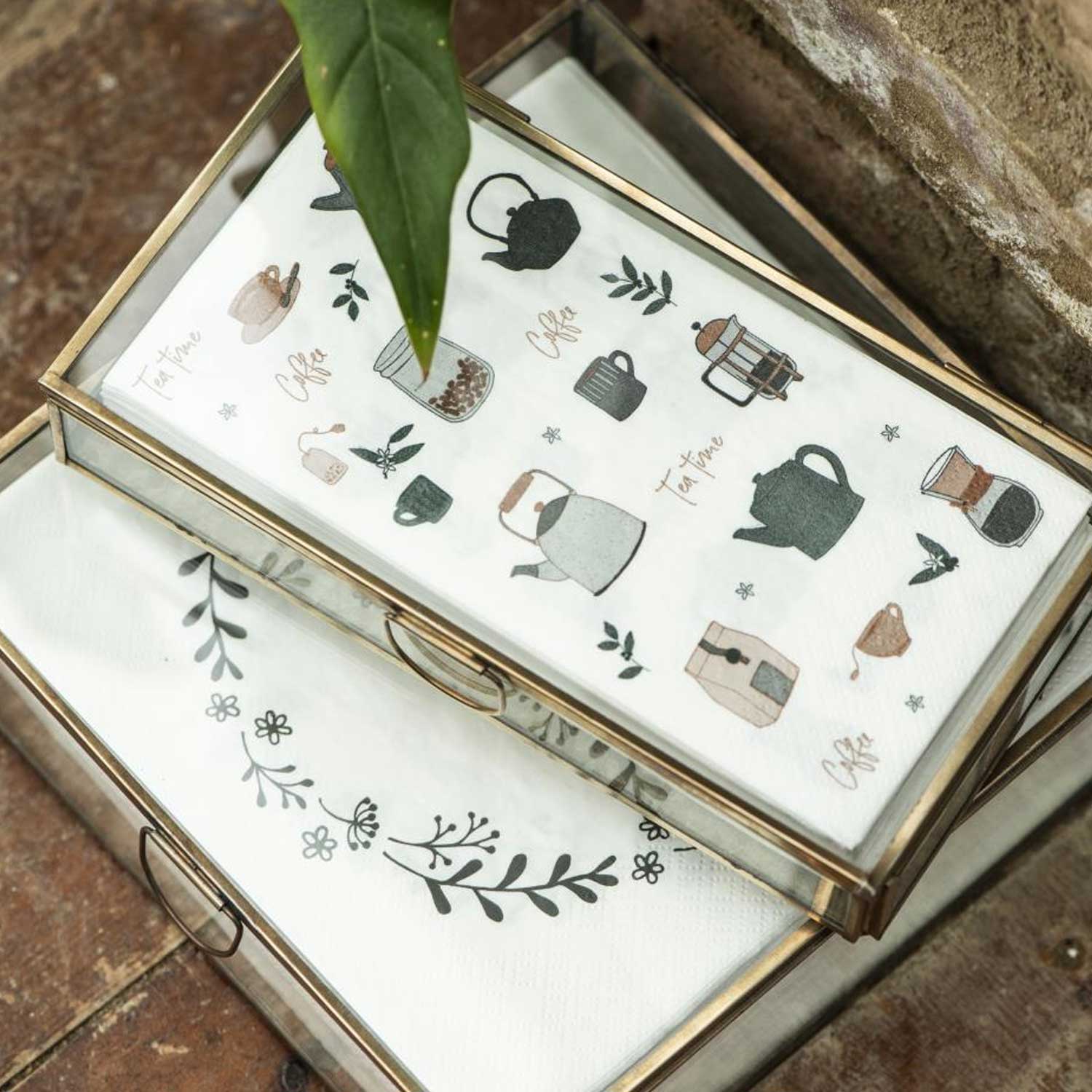 Serviette mit Blumenkranz - 50 Stück (Schwarz) Ib Laursen