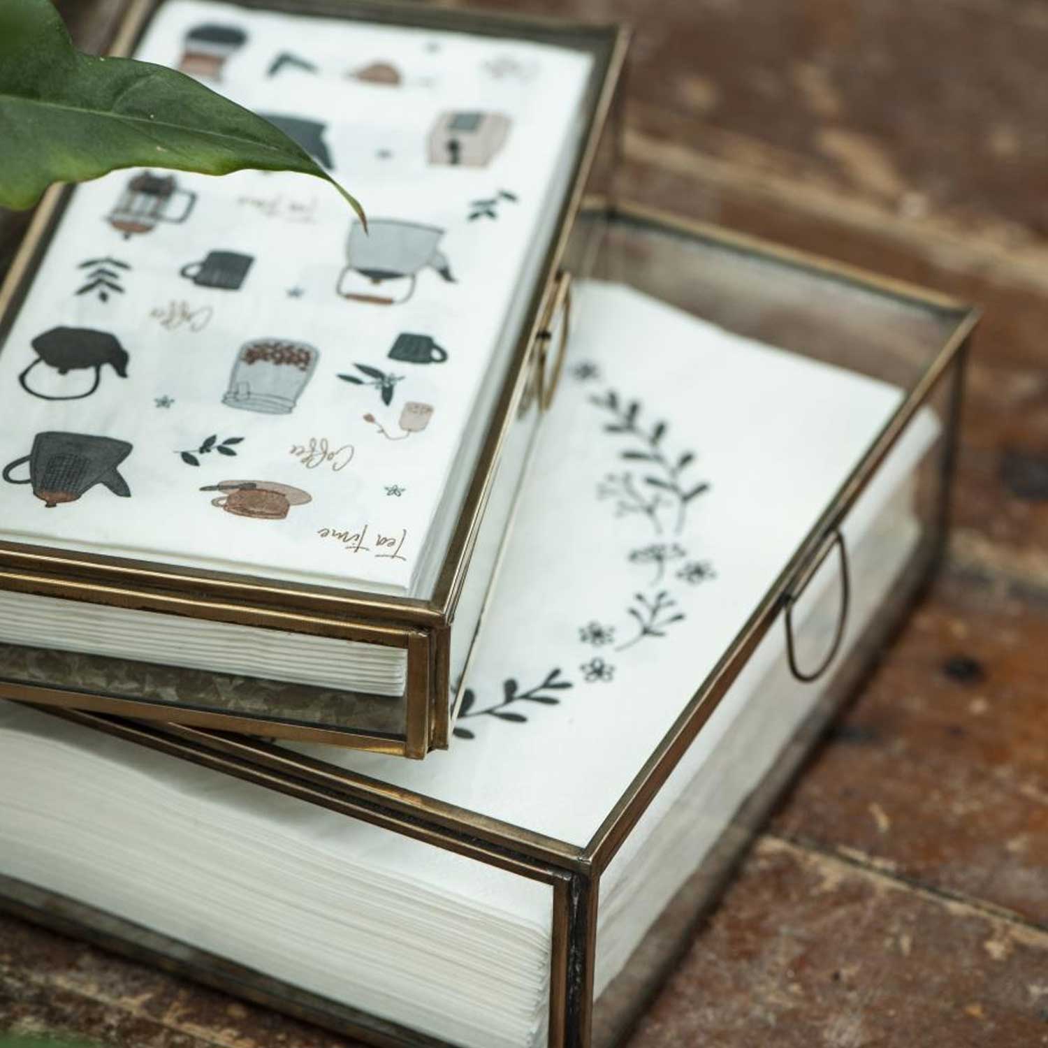 Serviette mit Blumenkranz - 50 Stück (Schwarz) Ib Laursen