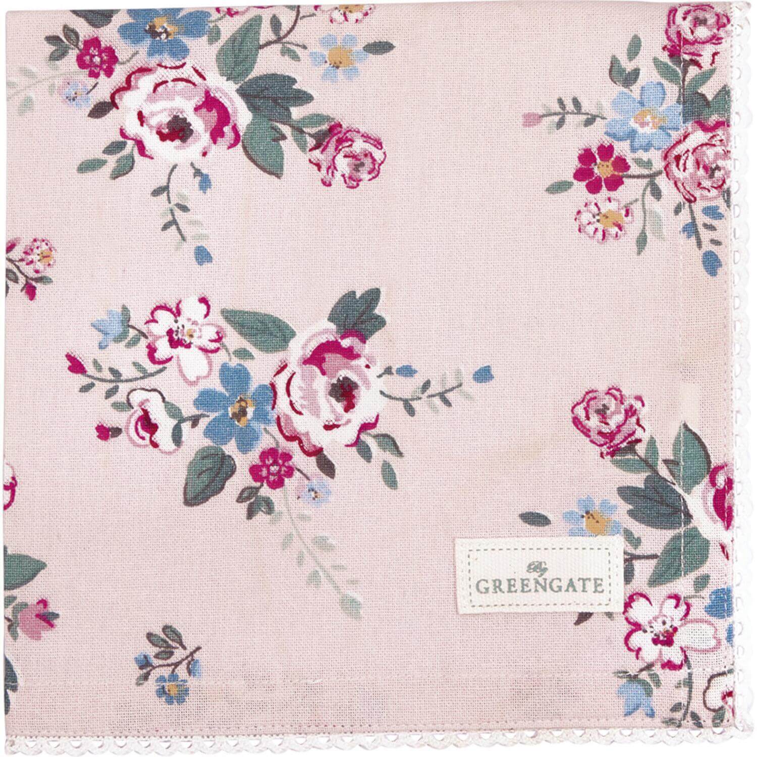 Stoffserviette mit Spitze "Inge-Marie" - 40x40 cm (Pale Pink) GreenGate