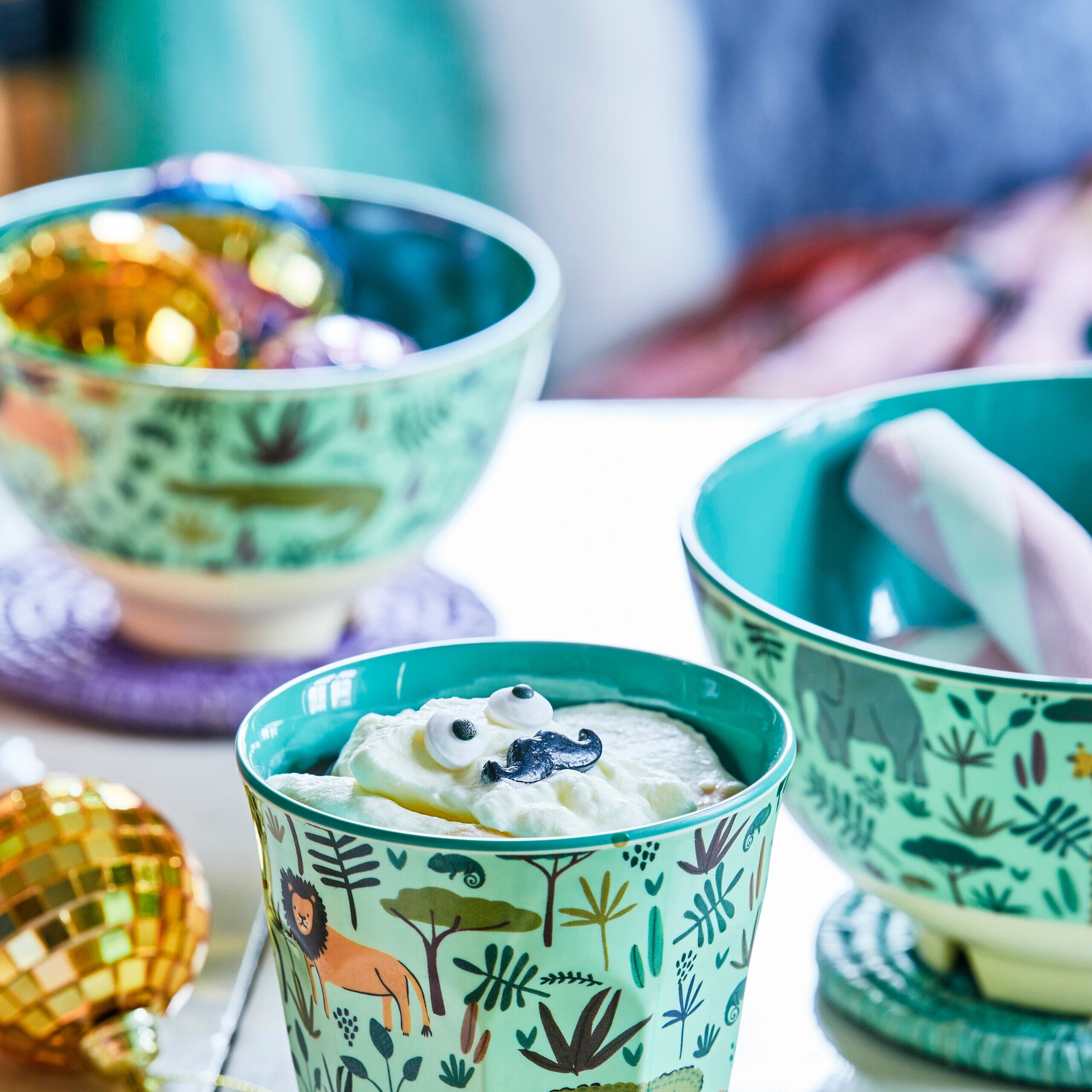 Melamin Kleine Schüssel für Kinder "Jungle Animals" (Grün) Rice