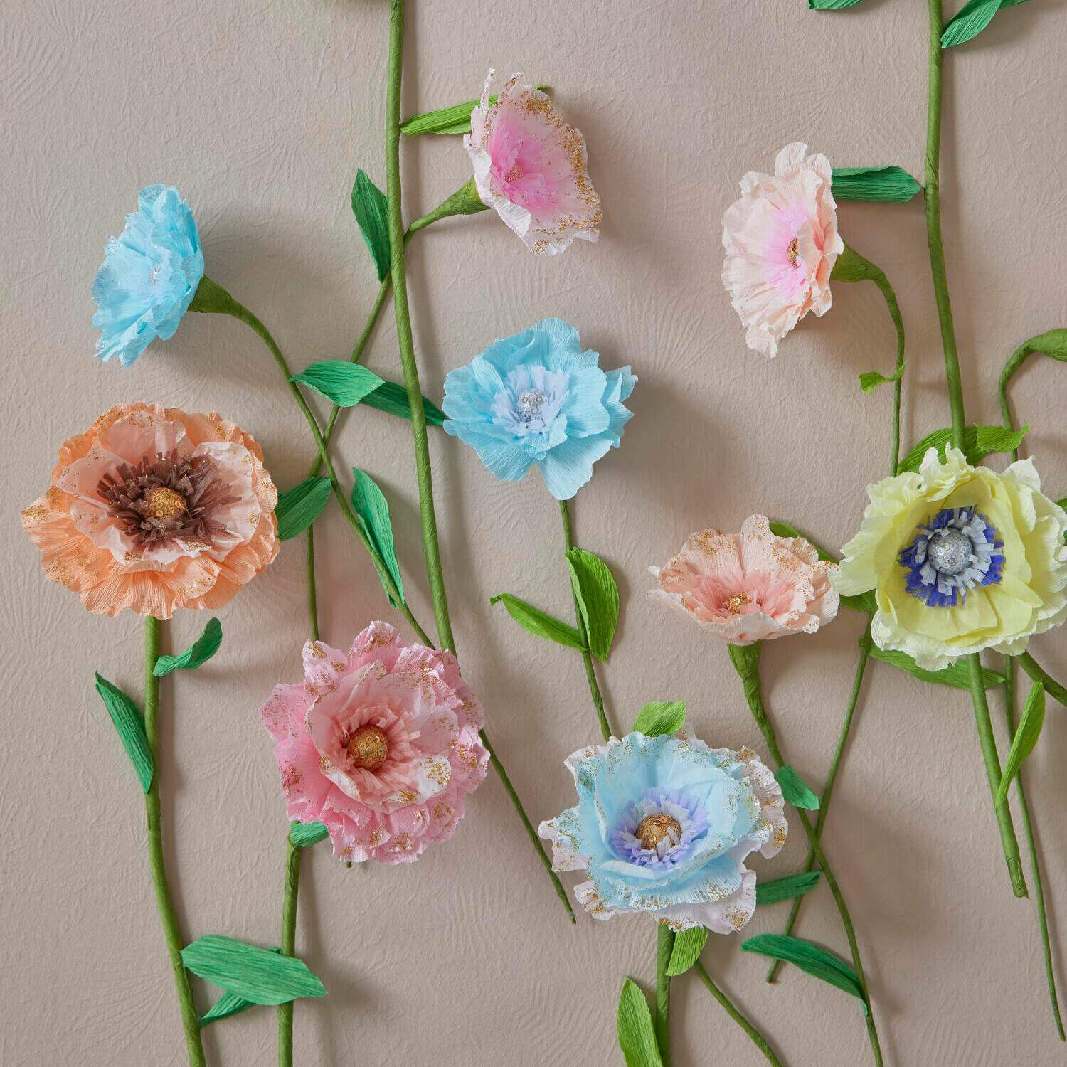 Kunstblumen aus Seidenpapier im 6er-Set - Groß (Bunt) Rice