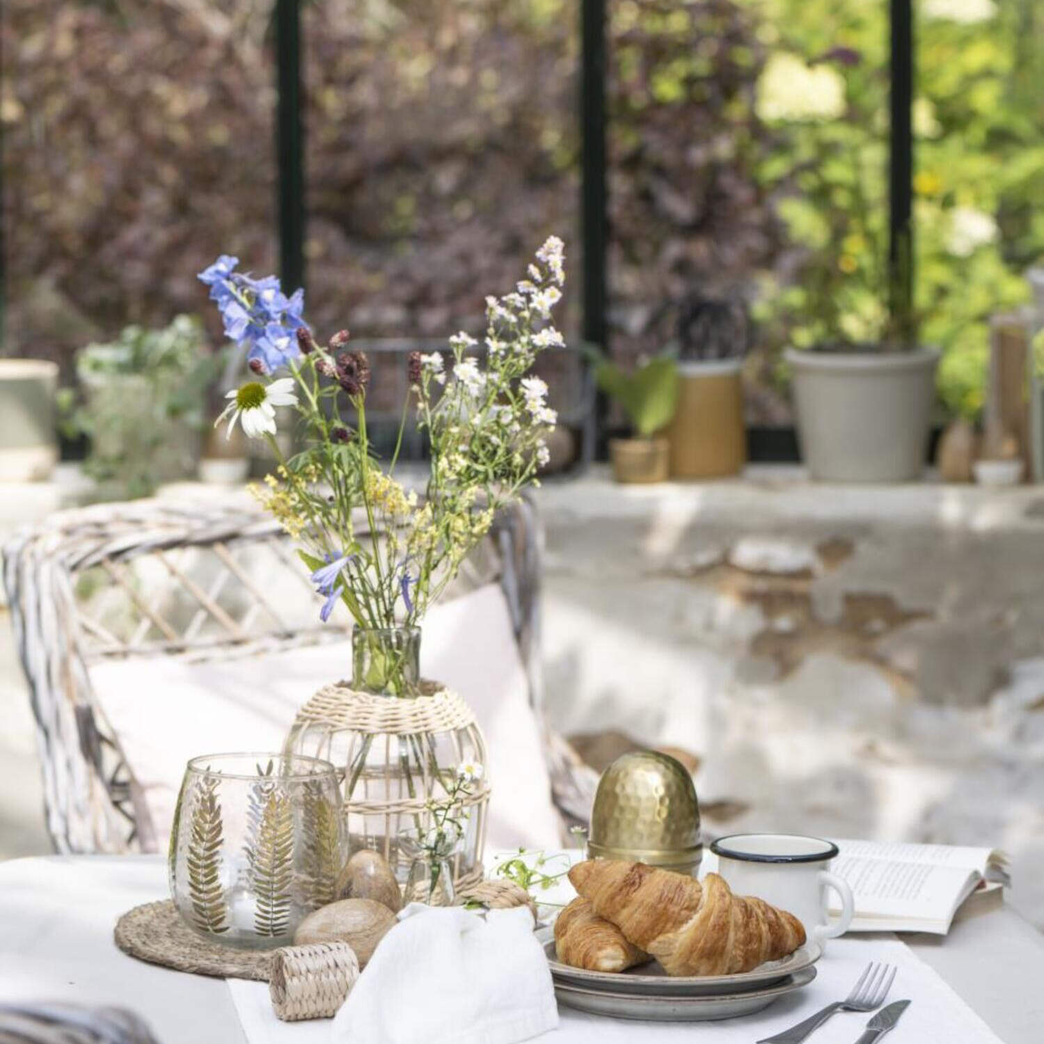 Vase mit Rattangeflecht - 14,5x21 cm (Natur) Ib Laursen