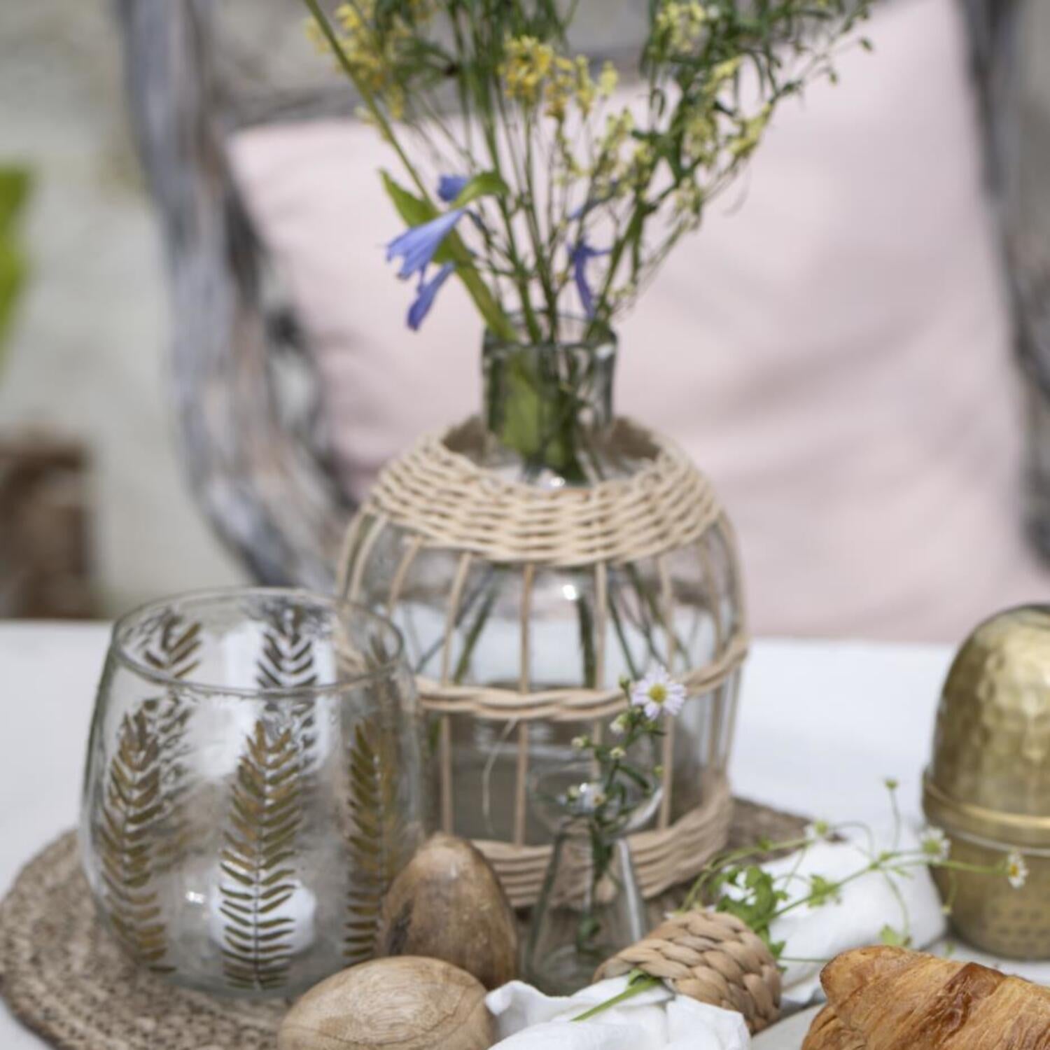 Vase mit Rattangeflecht - 14,5x21 cm (Natur) Ib Laursen