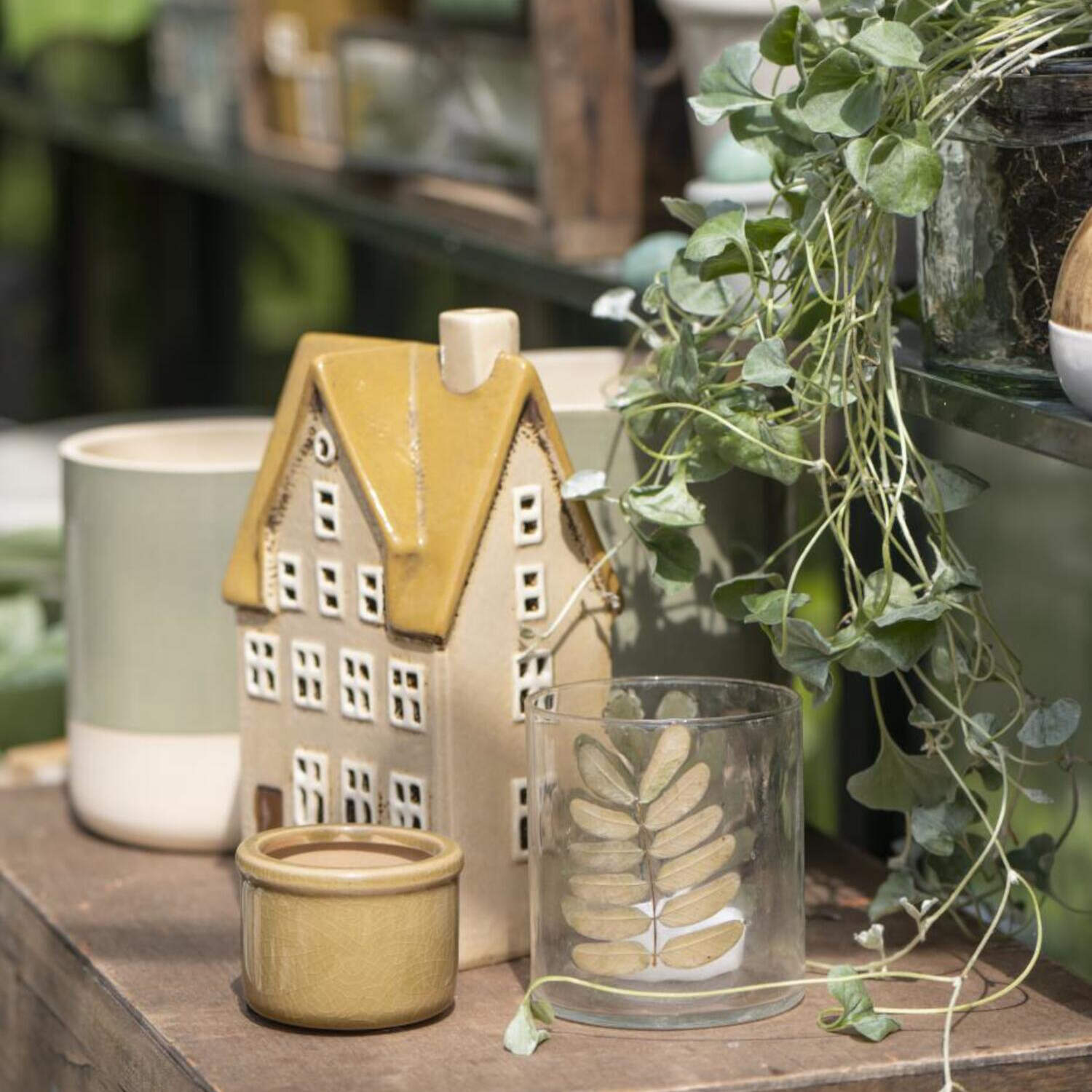 Kerzenhalter für Teelicht "Blätter" - 8x9 cm (Transparent/Gold) Ib Laursen