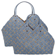 Flechtkorb mit Henkel im 2er-Set - 30x59 cm (Dusty Blue) GreenGate