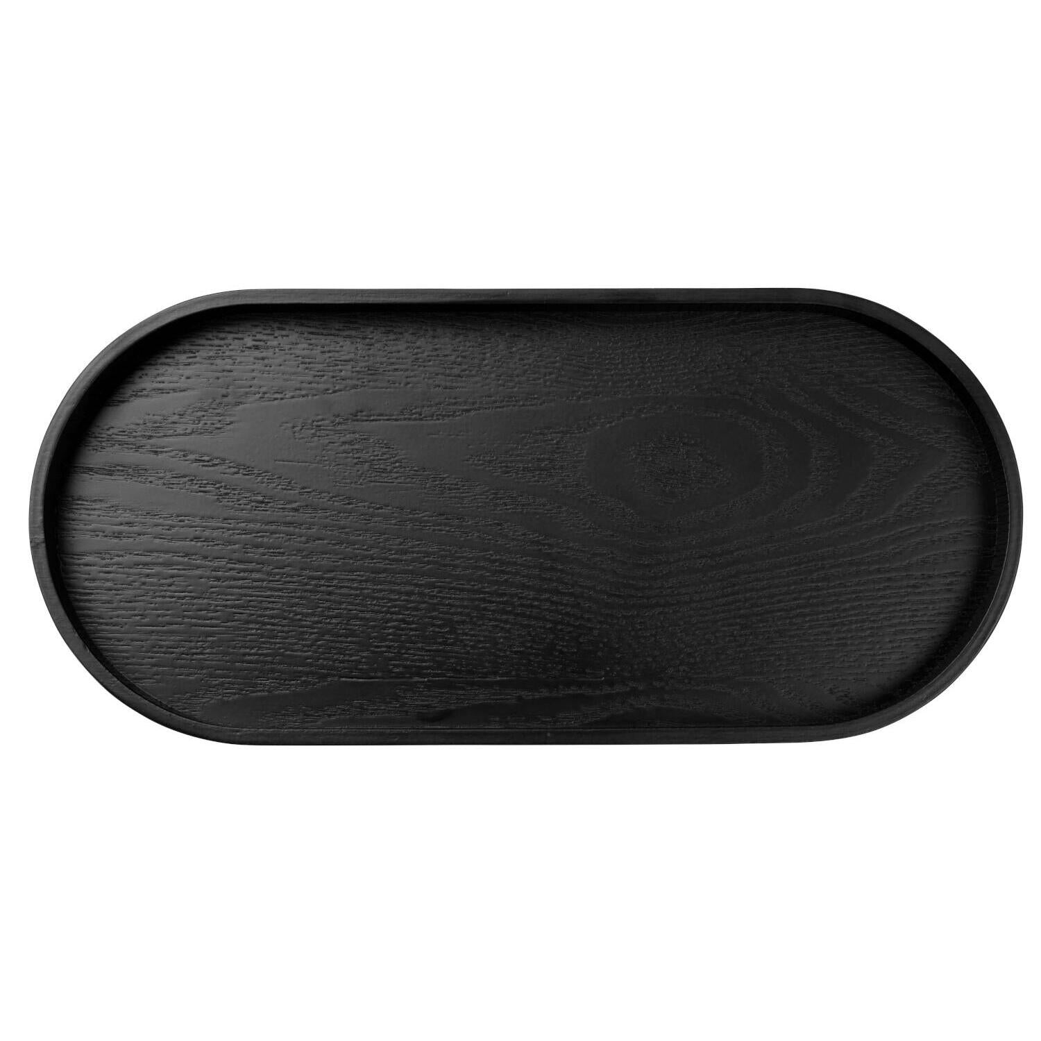 Holztablett oval - 35,5x16,5x2,5 cm (Schwarz)