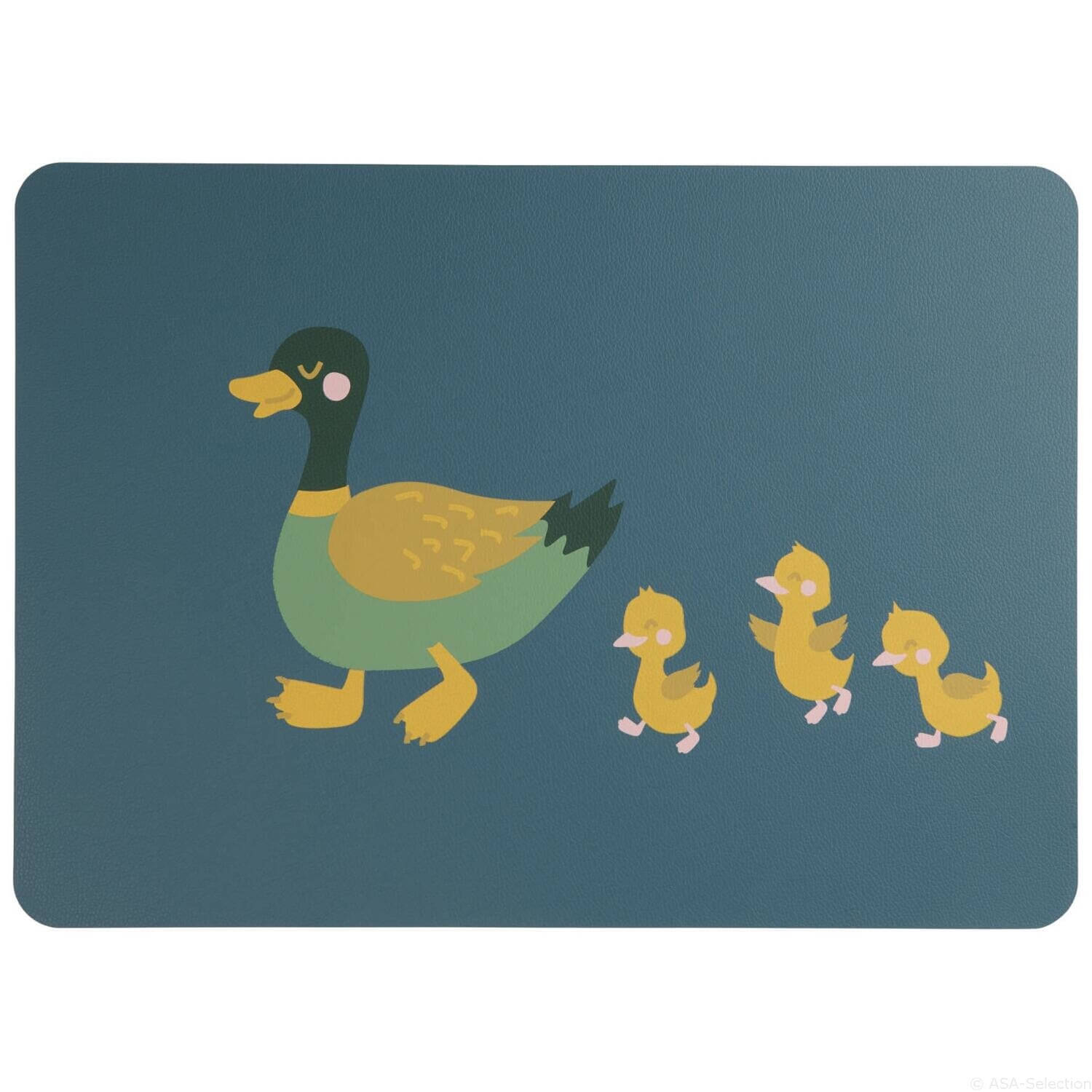 Kindertischset in Lederoptik "Ente Emil" - 33x46 cm  (Blau/Bunt)