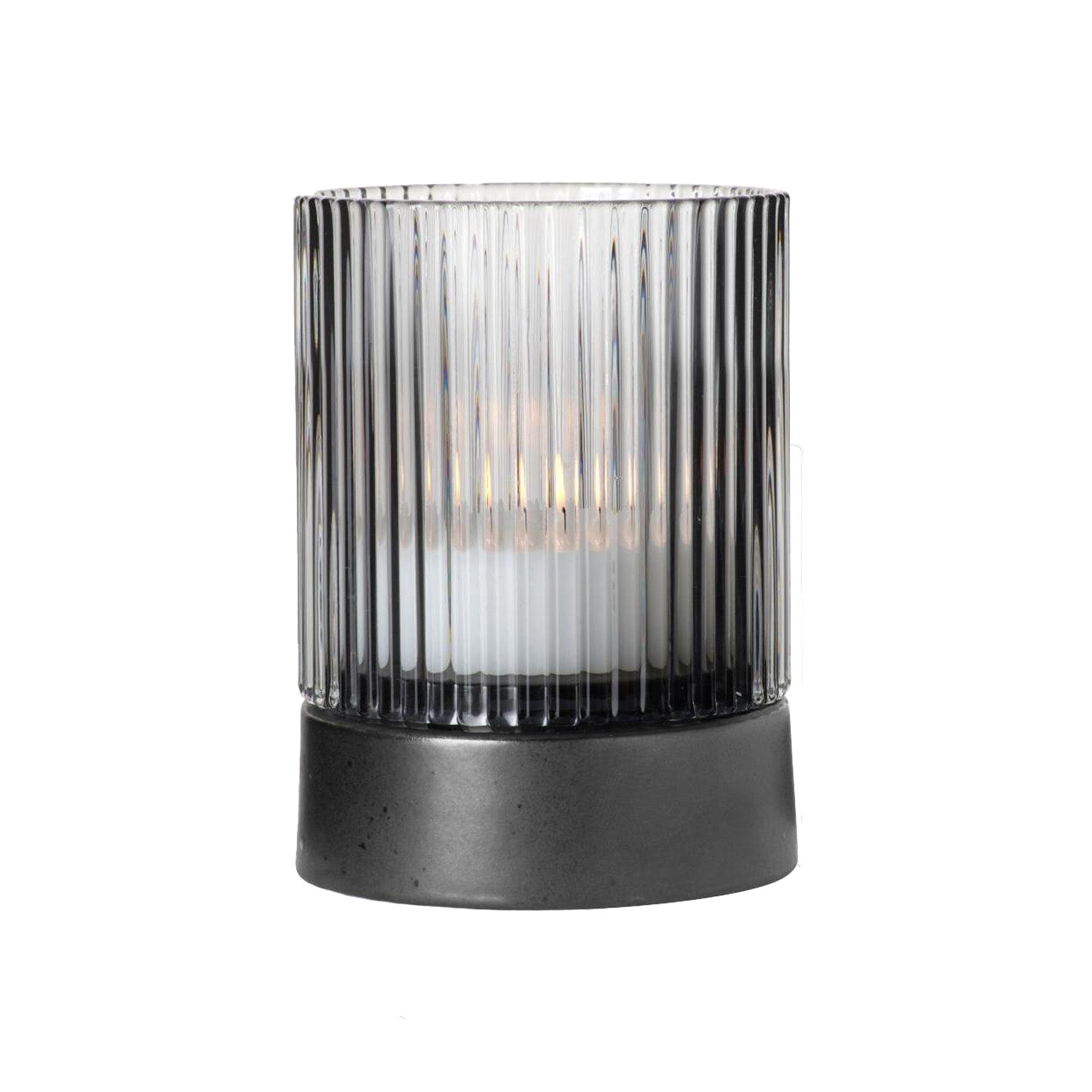 Glas Windlicht mit Porzellanfuß - 7x9,6 cm (Transparent)