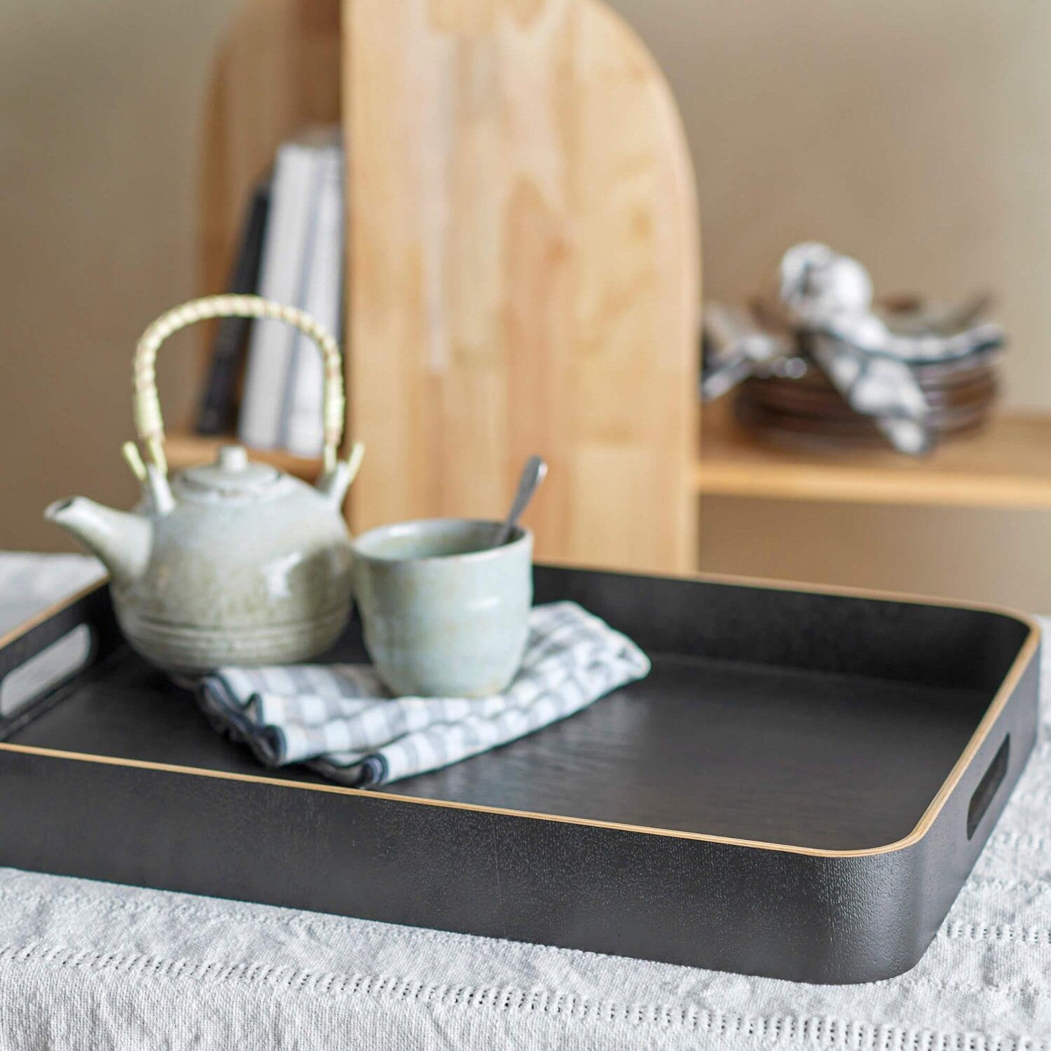 Serviertablett "Leyton" - 50x6x38 cm (Schwarz)