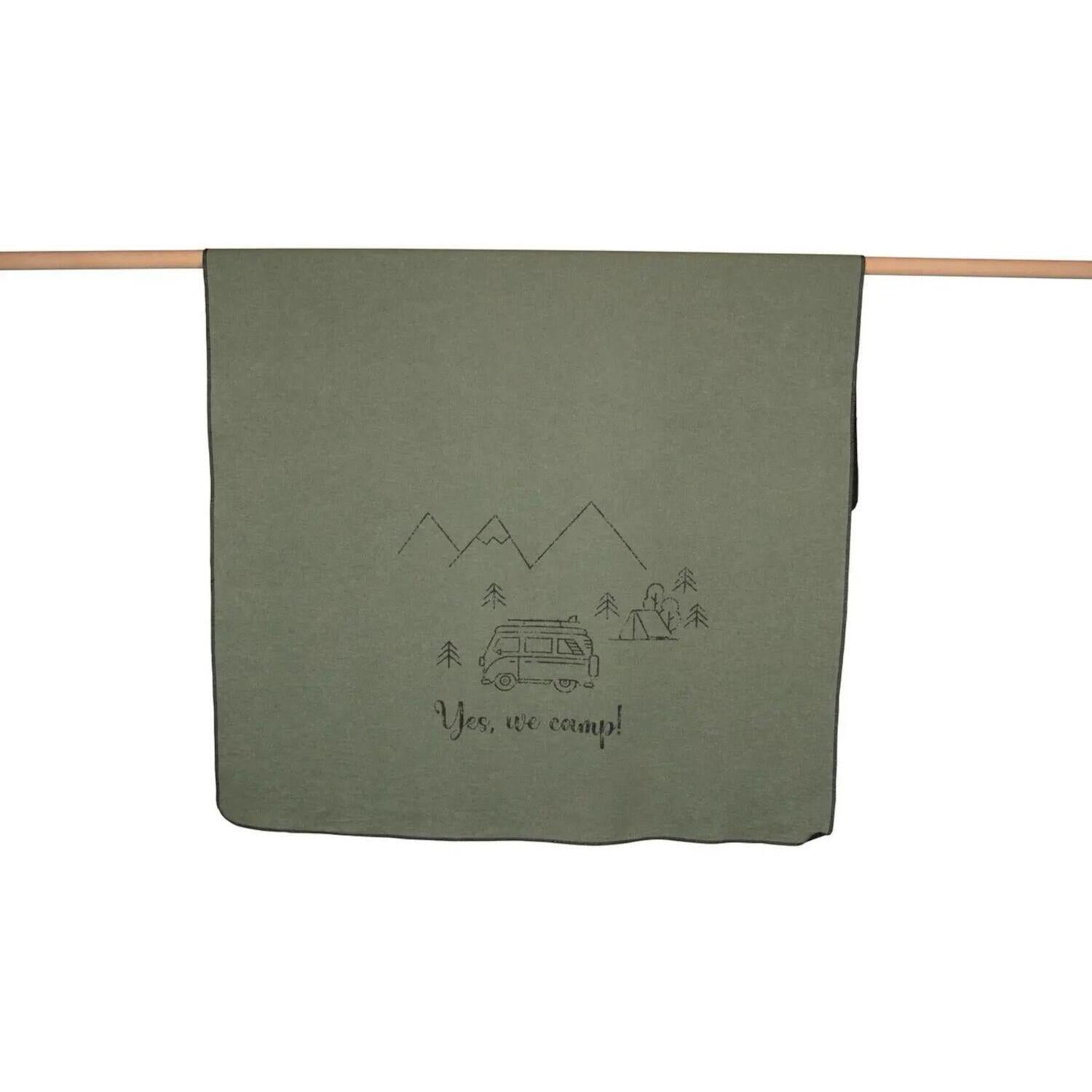 Flanelldecke "SILVRETTA - Yes, we camp" - 140x200 cm (Efeu)