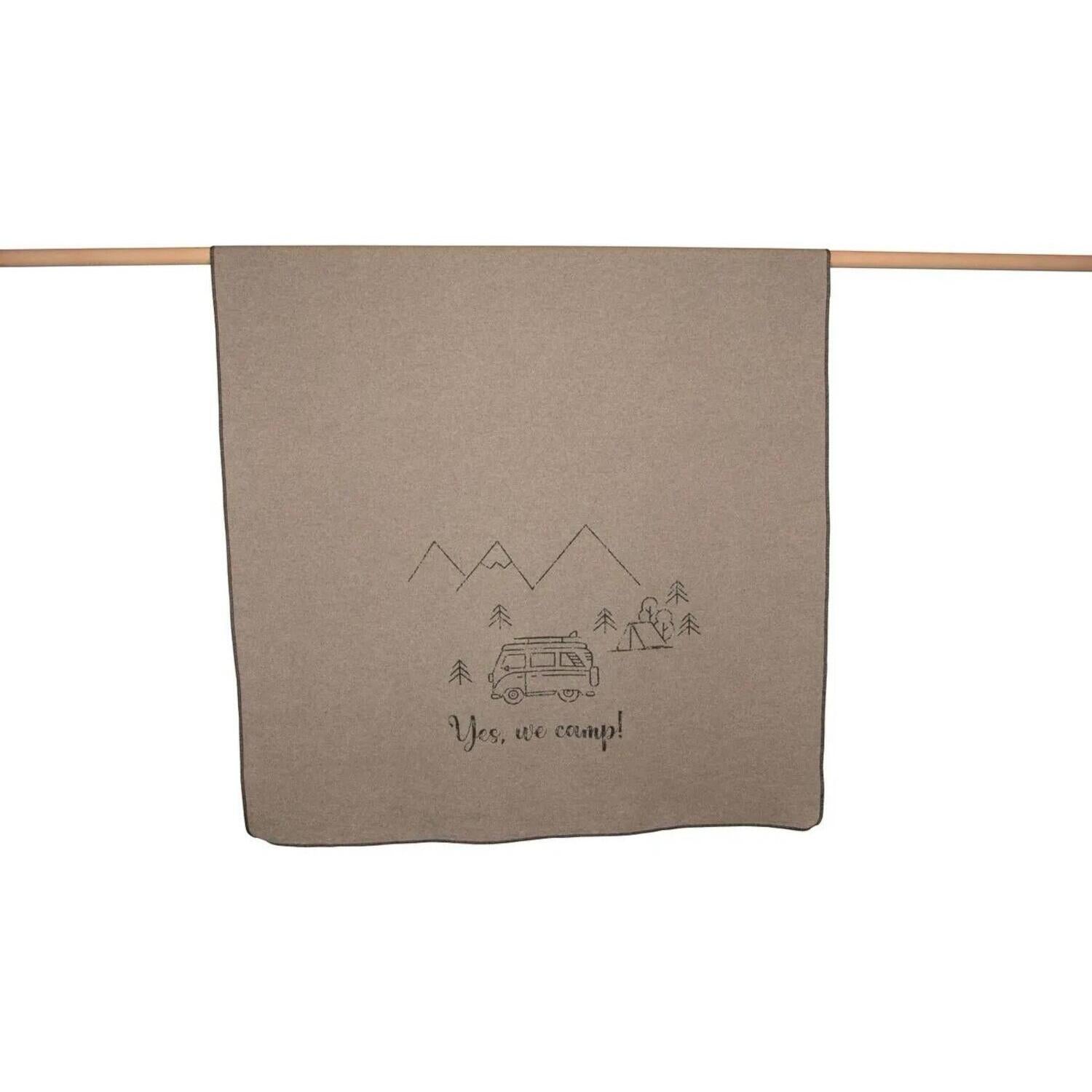 Flanelldecke "SILVRETTA - Yes, we camp" - 140x200 cm (Grau)