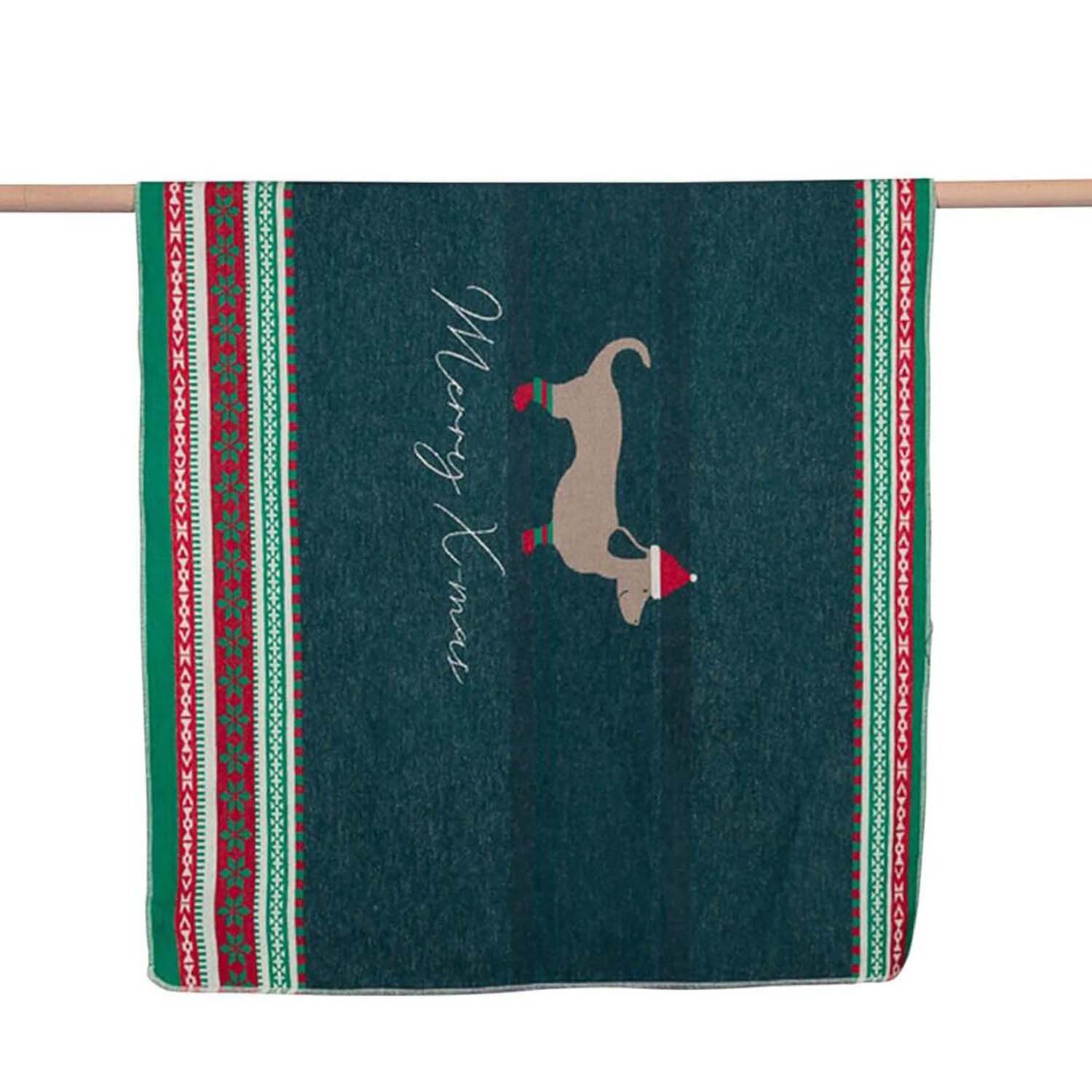 Haustierdecke "Merry X-mas" - 100x140 cm (Tannengrün)