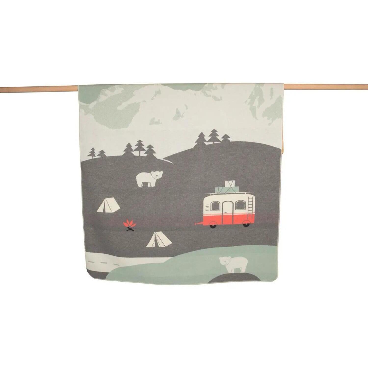 Kinderdecke "JUWEL - Camping" - 140x200 cm (Grau)