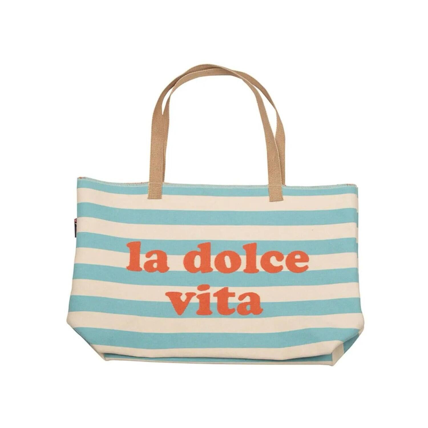 Tasche "GOLIATH - la dolce vita" - 65x40 cm (Beige/Hellblau)