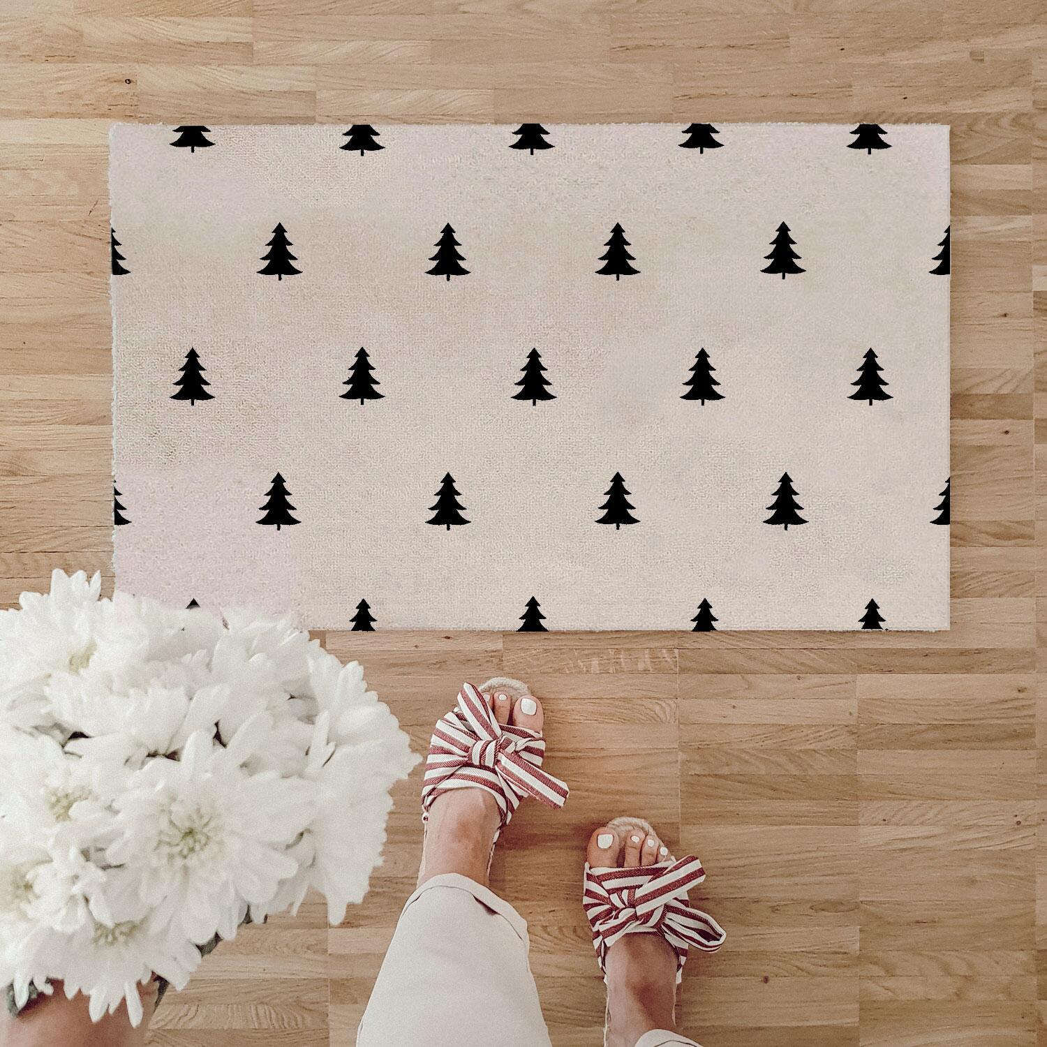 Waschbare Fußmatte "Tannen" - 75x45 cm (Weiß)