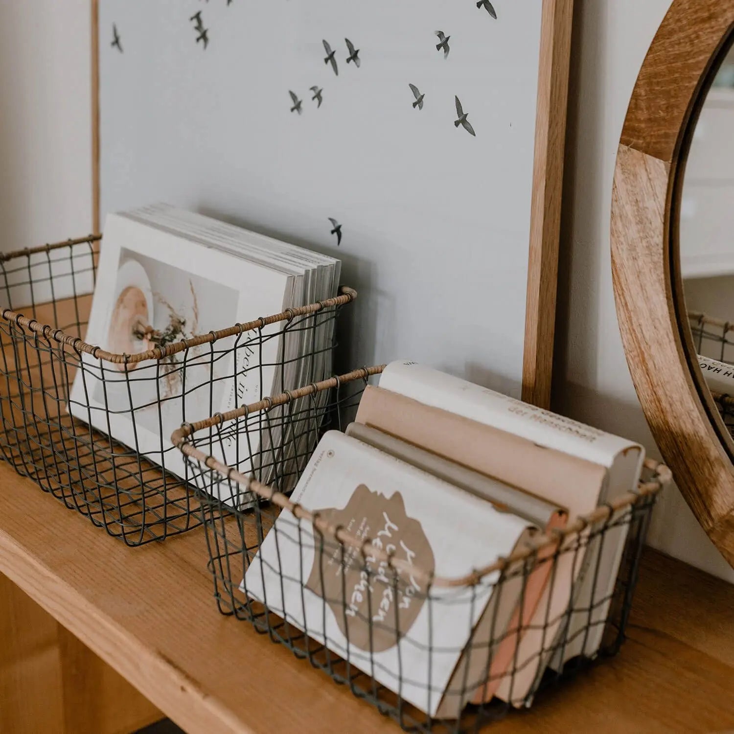 Drahtkorb eckig (Schwarz/Natur) Eulenschnitt