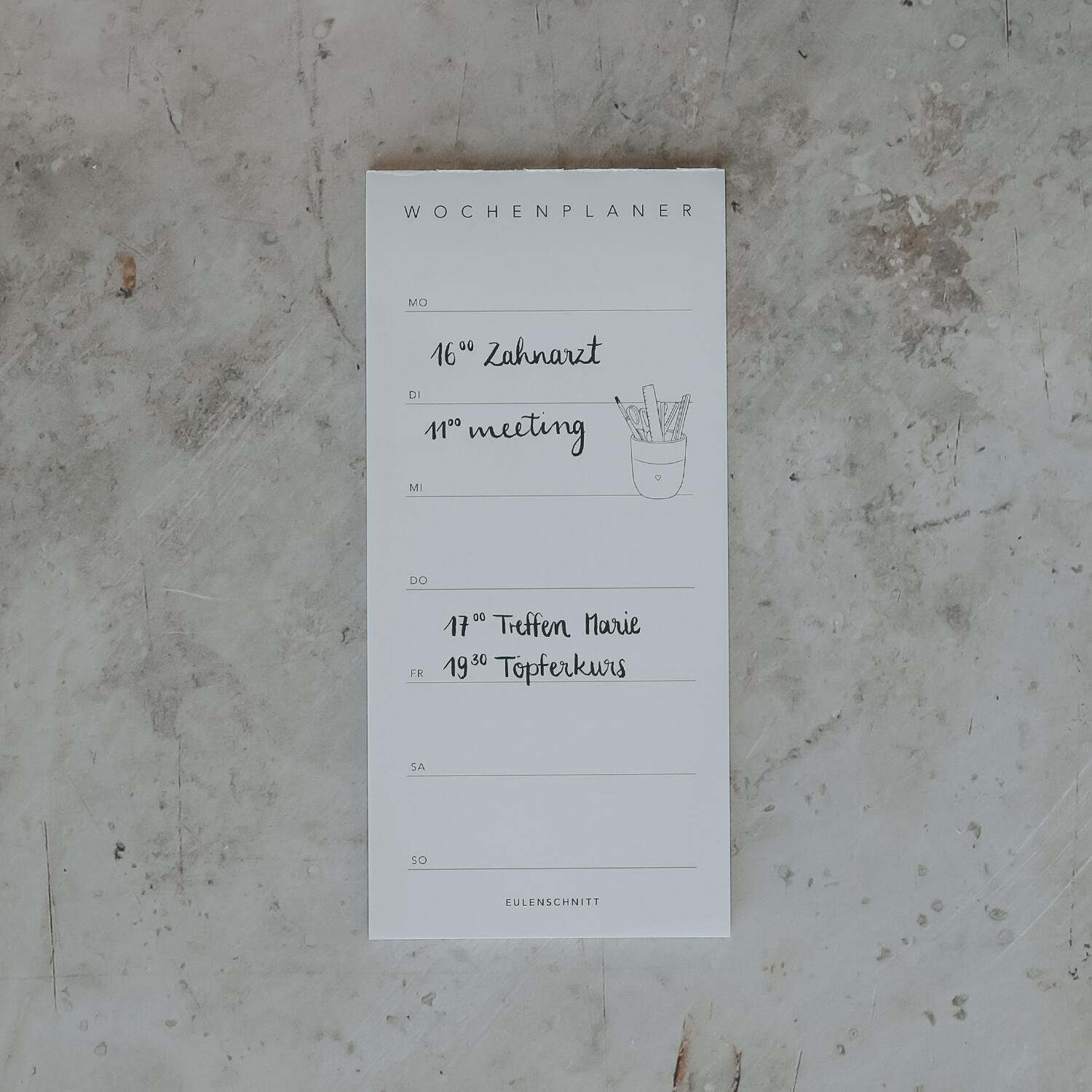 Block "Wochenplaner" (Weiß) Eulenschnitt