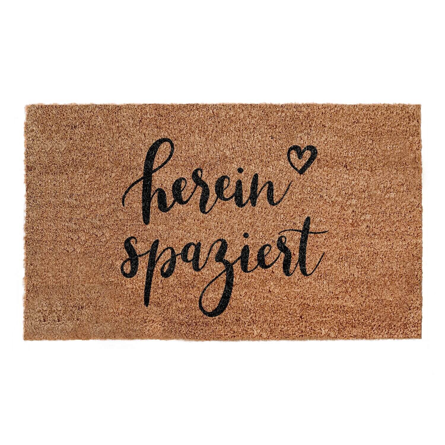 Kokos-Fußmatte "Hereinspaziert" - 45x75 cm (Braun/Schwarz) Eulenschnitt