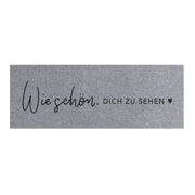 Fußmatte schmal waschbar "Wie Schön" - 75x25 cm (Grau) Eulenschnitt