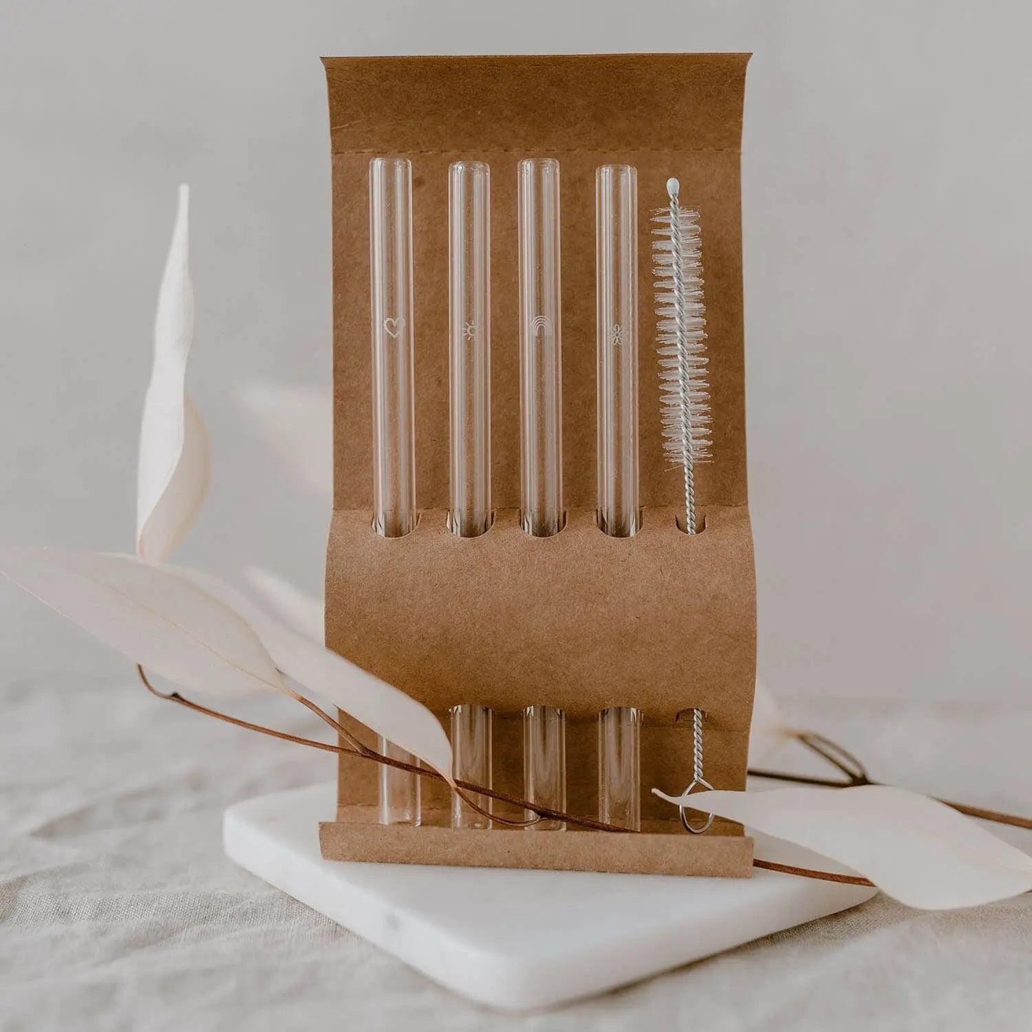 Glas-Strohhalme "Sommer" im 4er-Set - 13 cm (Transparent) Eulenschnitt