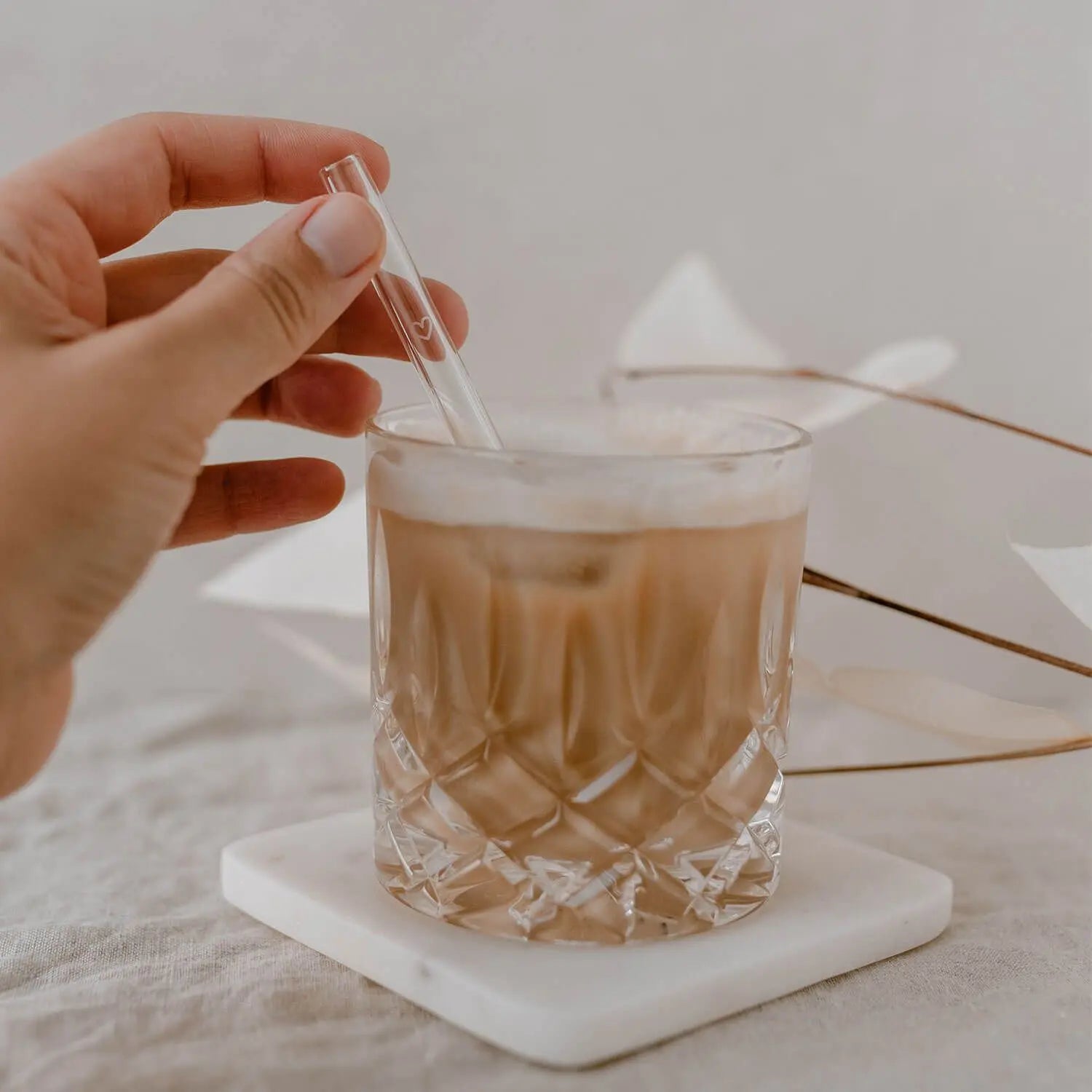 Glas-Strohhalme "Sommer" im 4er-Set - 13 cm (Transparent) Eulenschnitt