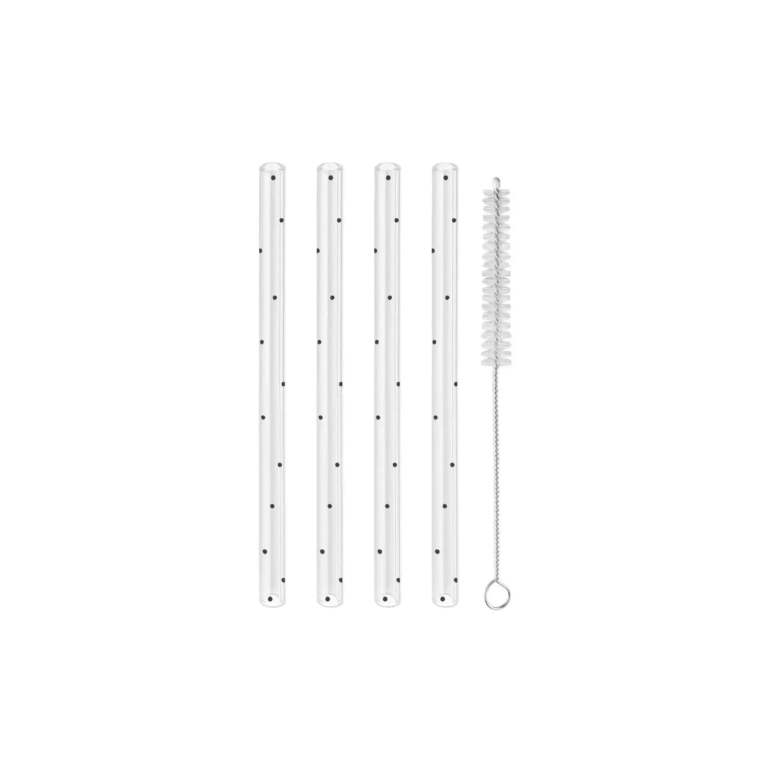Glas-Strohhalme "Punkte" im 4er-Set - 13 cm (Transparent) Eulenschnitt