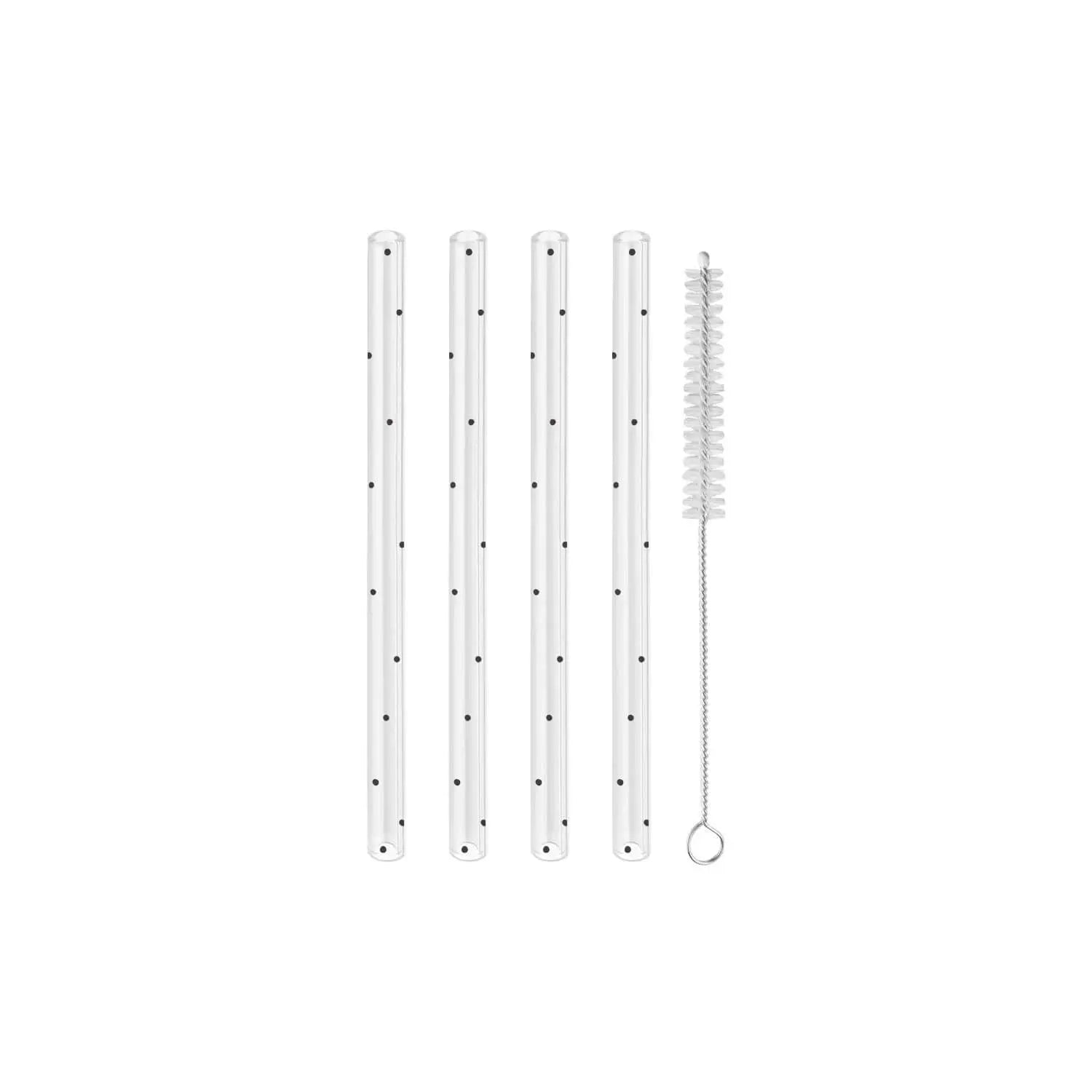 Glas-Strohhalme "Punkte" im 4er-Set - 13 cm (Transparent) Eulenschnitt
