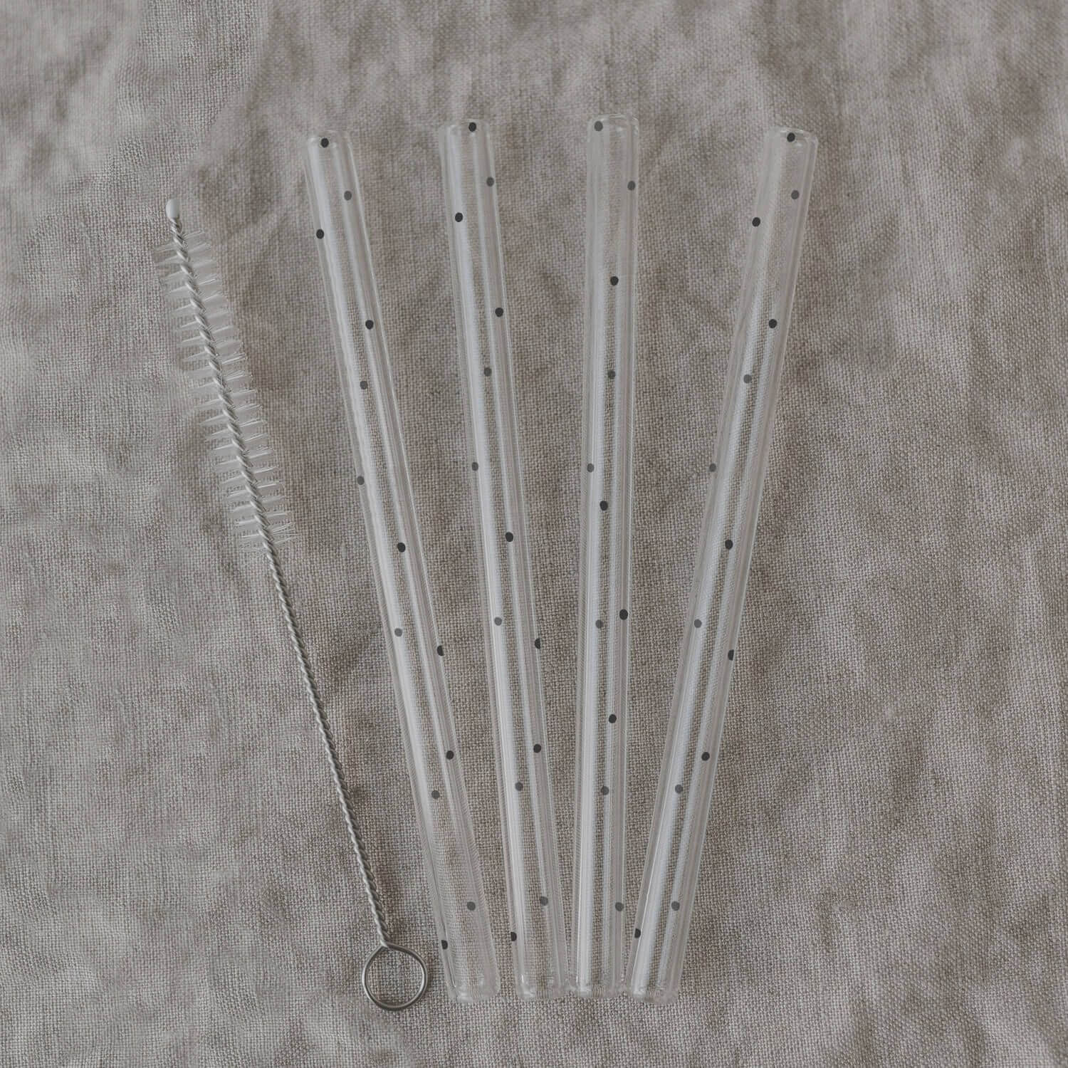 Glas-Strohhalme "Punkte" im 4er-Set - 13 cm (Transparent) Eulenschnitt