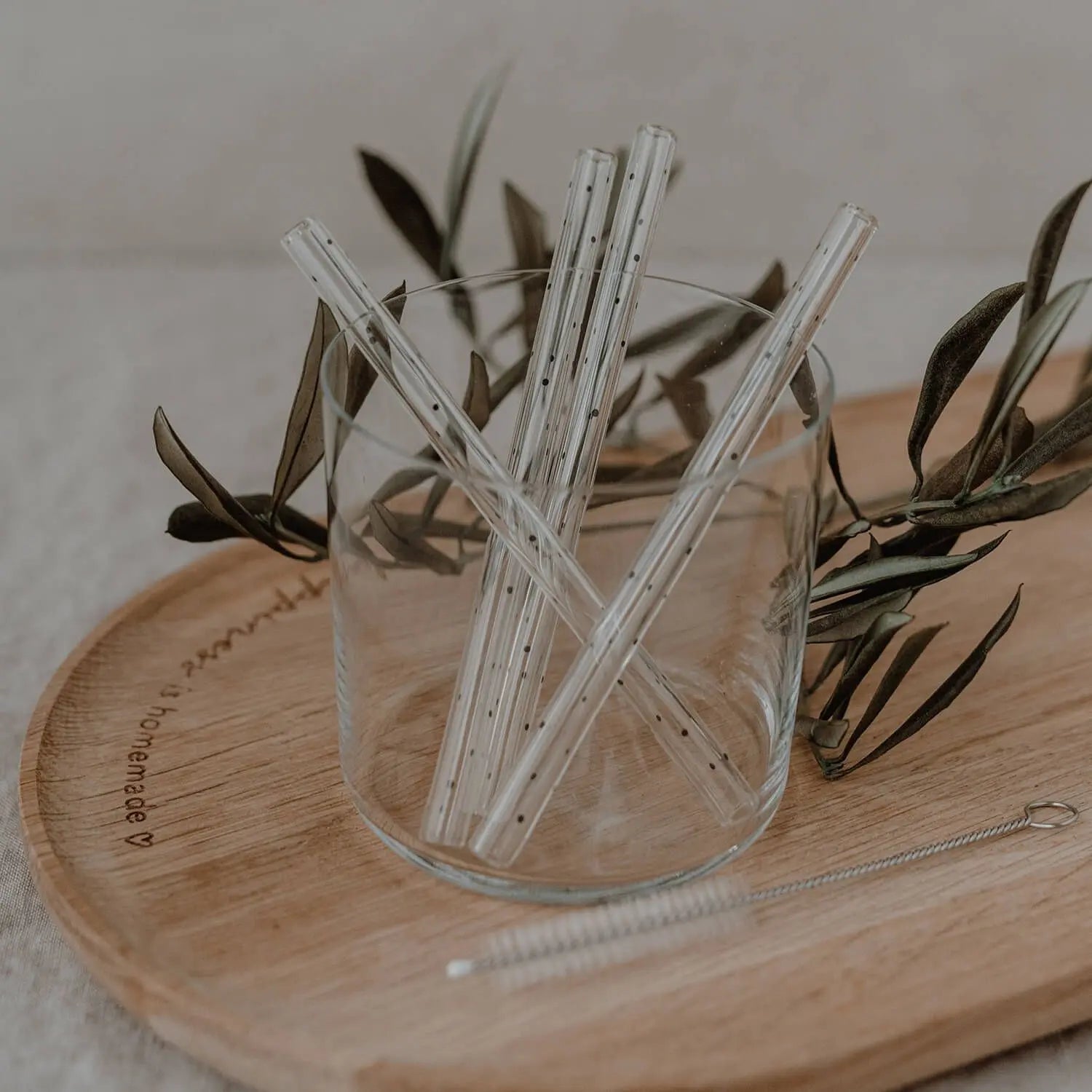 Glas-Strohhalme "Punkte" im 4er-Set - 13 cm (Transparent) Eulenschnitt