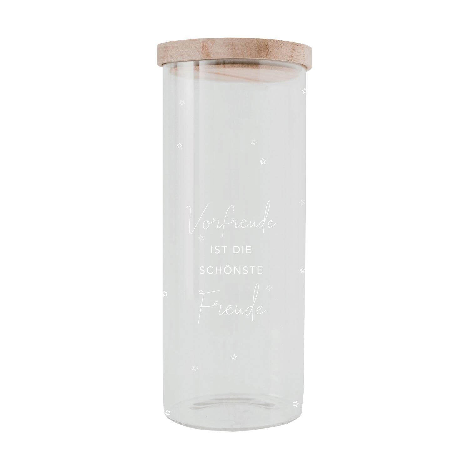 Vorratsglas "Vorfreude" - 11x25 cm (Transparent/Natur)