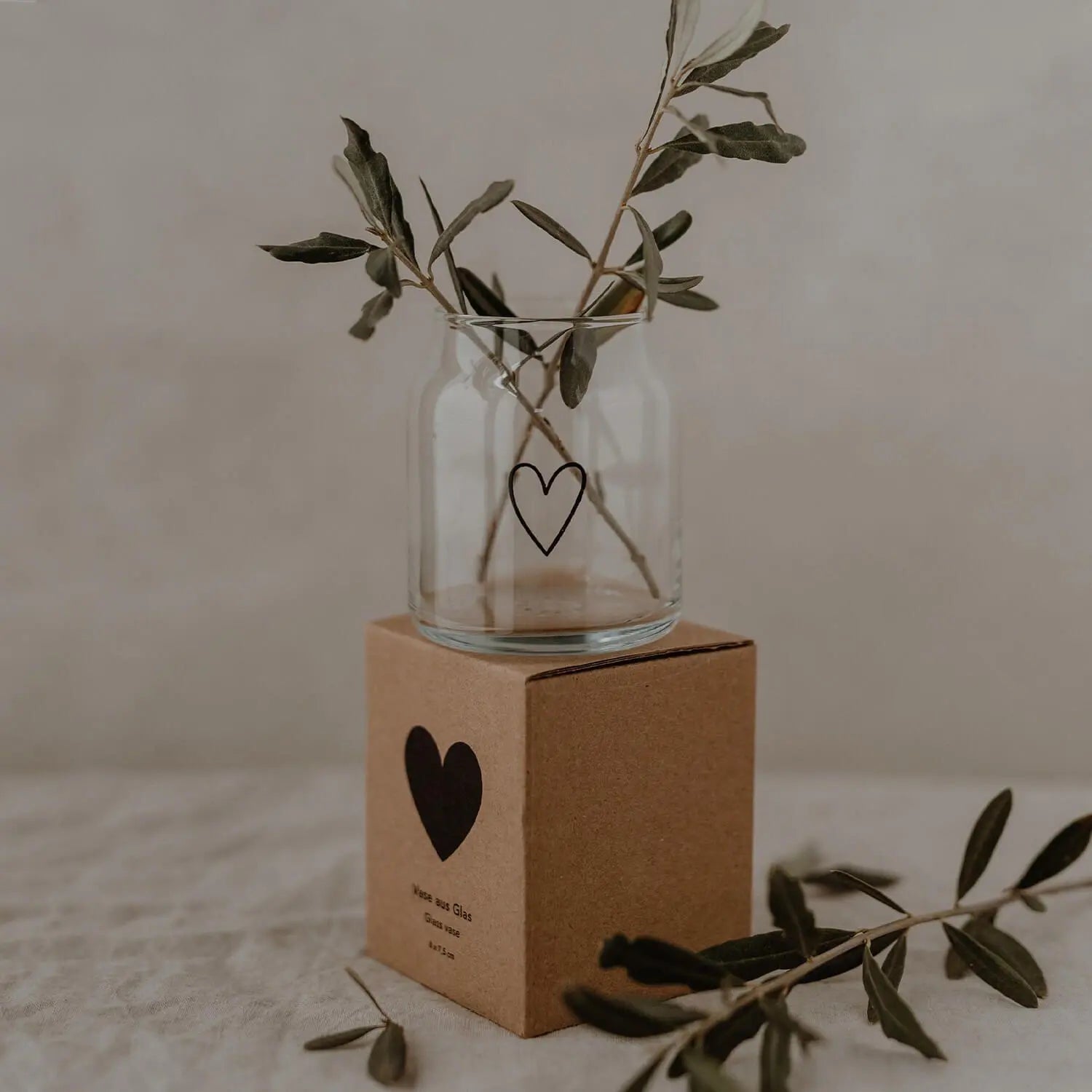 Vase aus Glas "Herz" - klein (Transparent) Eulenschnitt