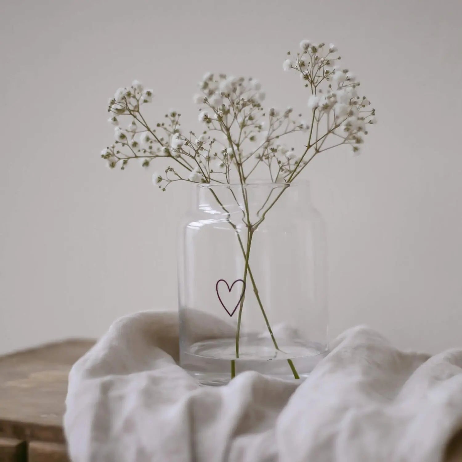 Vase aus Glas "Herz" - groß (Transparent) Eulenschnitt