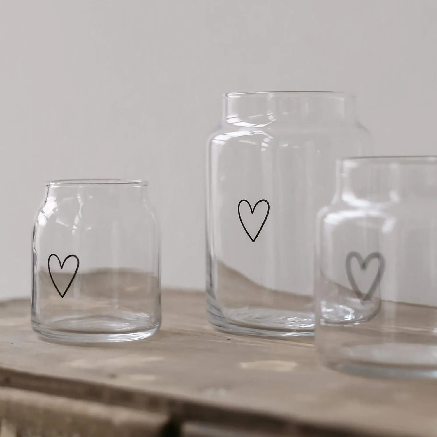 Vase aus Glas "Herz" - groß (Transparent) Eulenschnitt