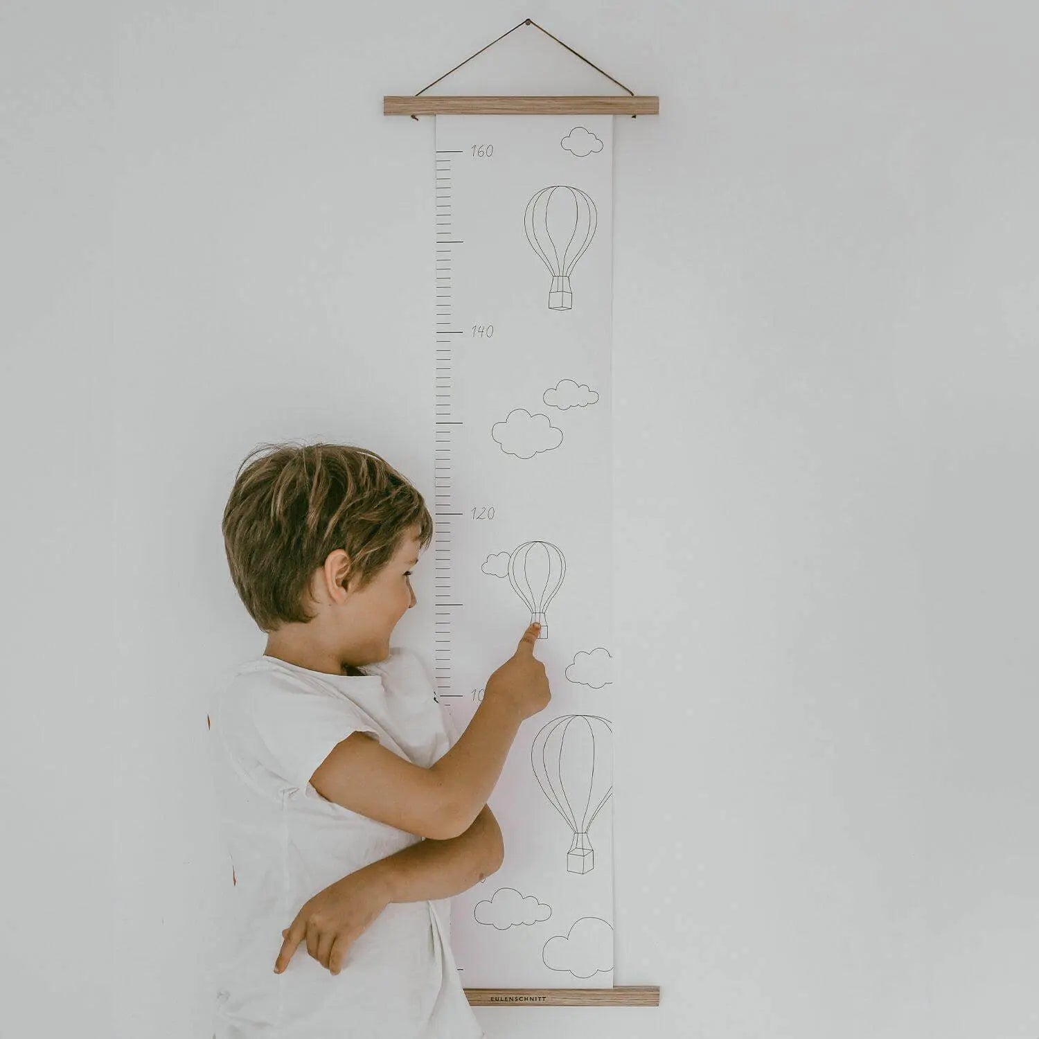 Messlatte "Heißluftballon" - 100x19,5 cm (Weiß) Eulenschnitt