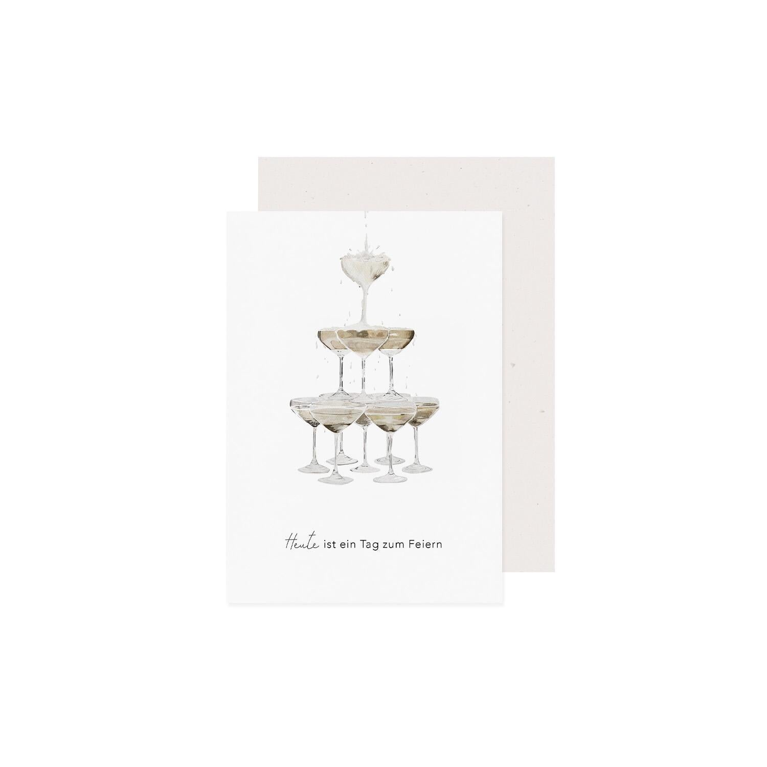 Klappkarte "Champagner" (Bunt) Eulenschnitt