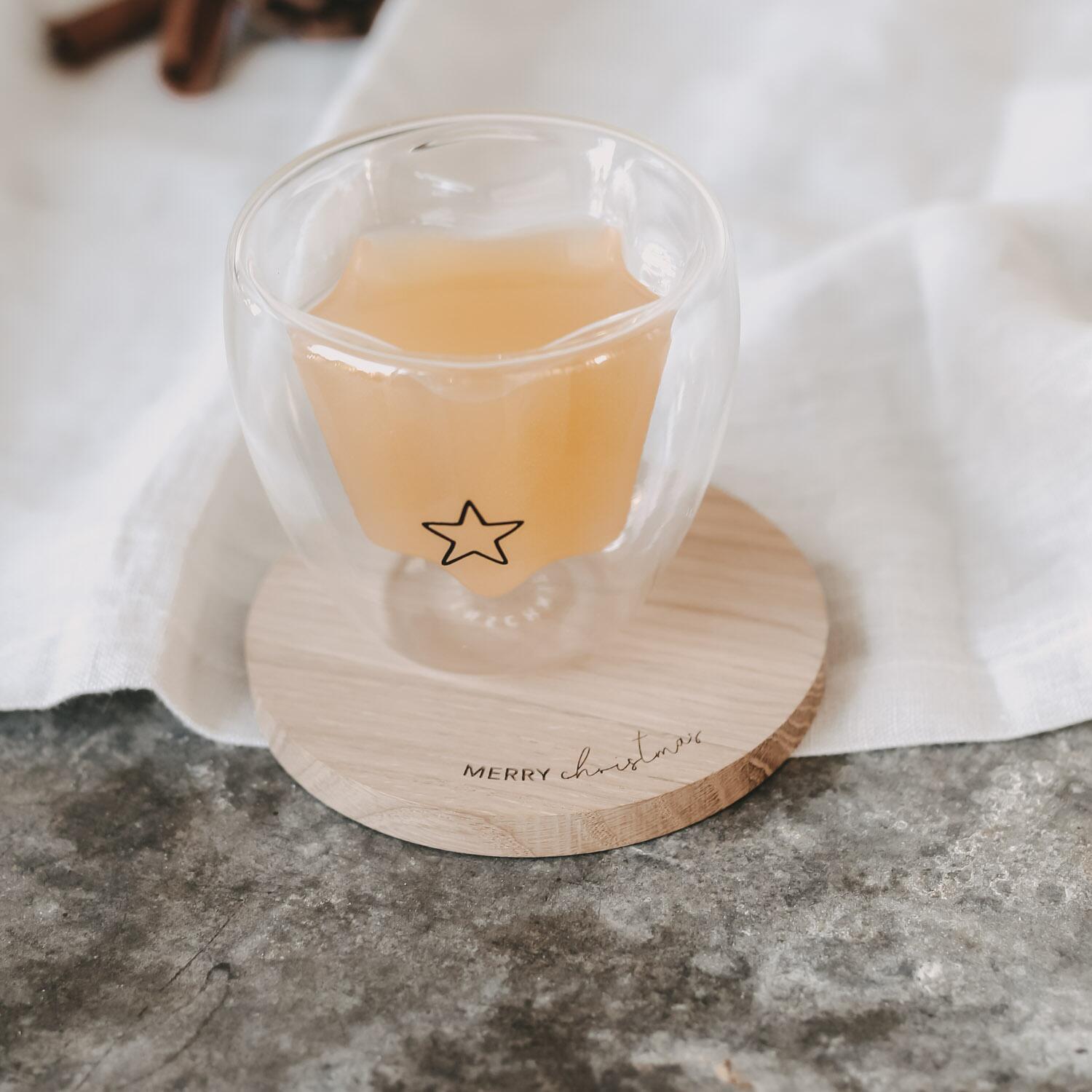 Untersetzer "Merry Christmas" - 11,2 cm (Natur) Eulenschnitt