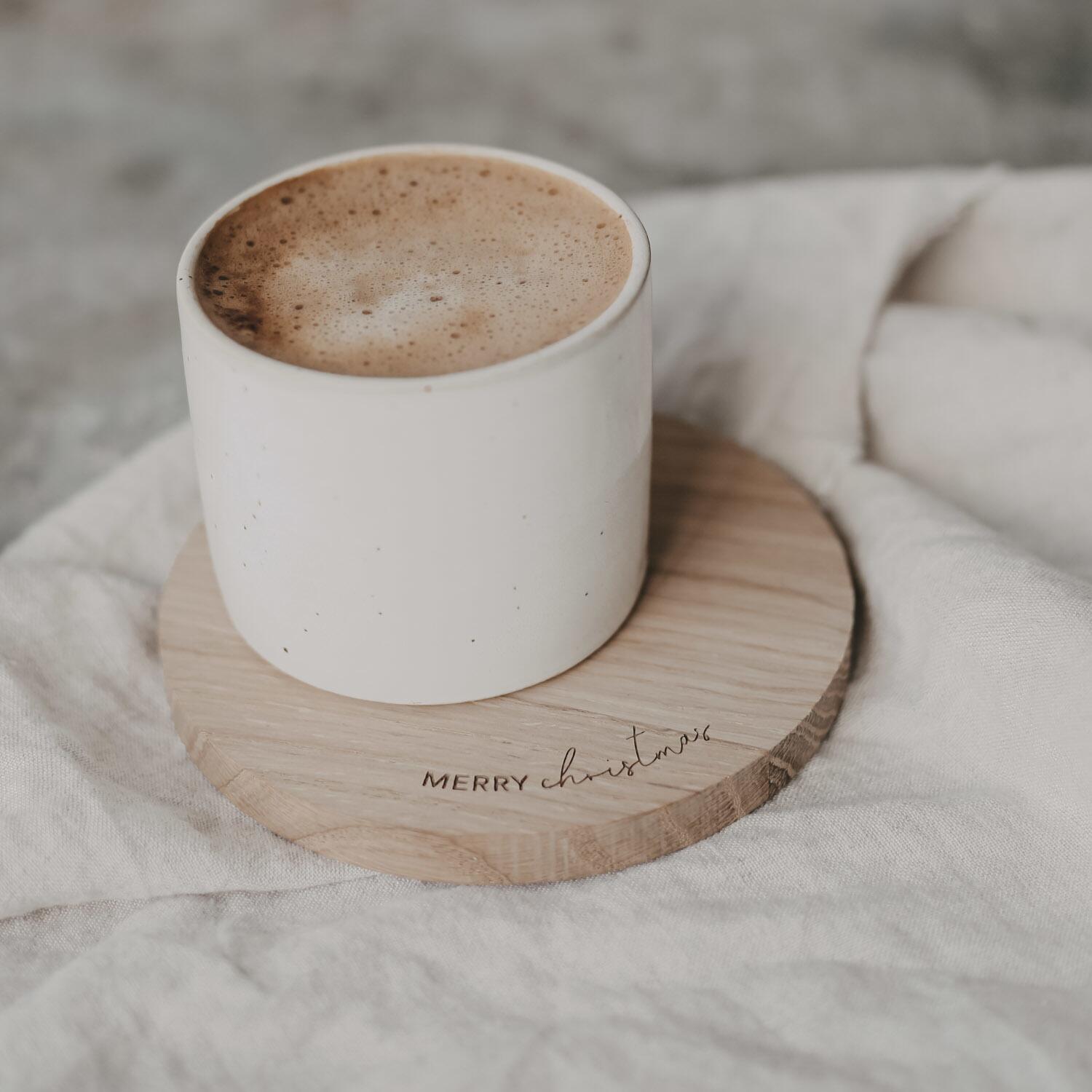 Untersetzer "Merry Christmas" - 11,2 cm (Natur) Eulenschnitt