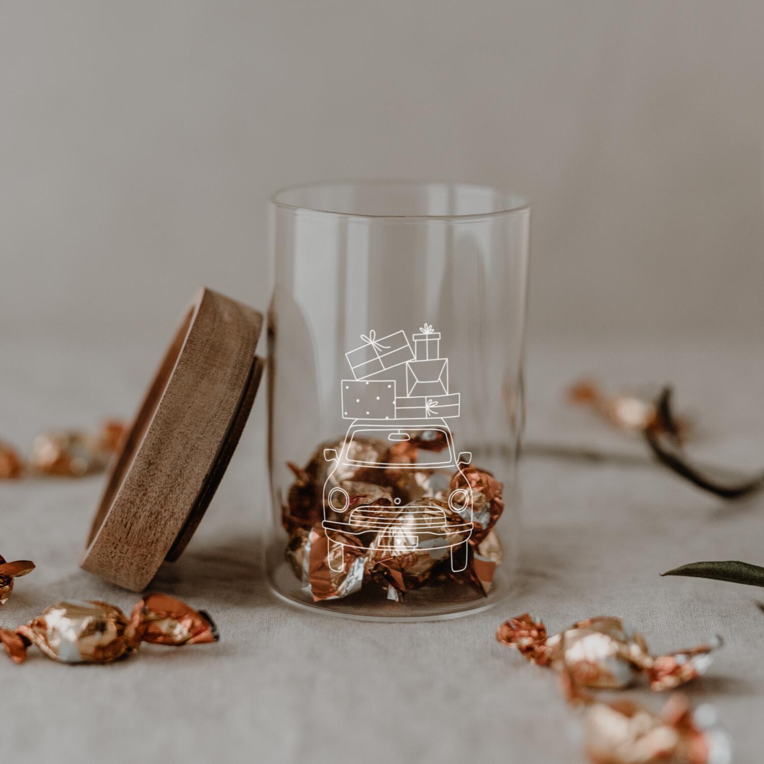 Mini Vorratsglas "Christmas Car" - 200 ml (Transparent)