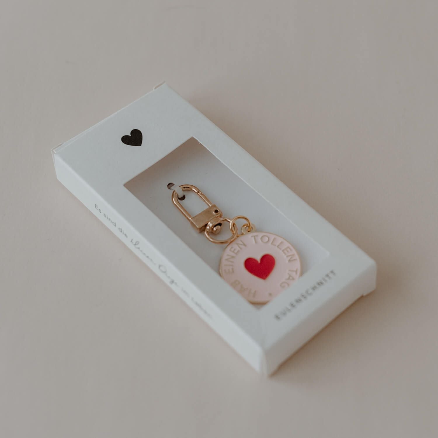 Schlüsselanhänger "Hab einen tollen Tag" - 3,2x6,8 cm (Rosa/Rot/Gold) Eulenschnitt