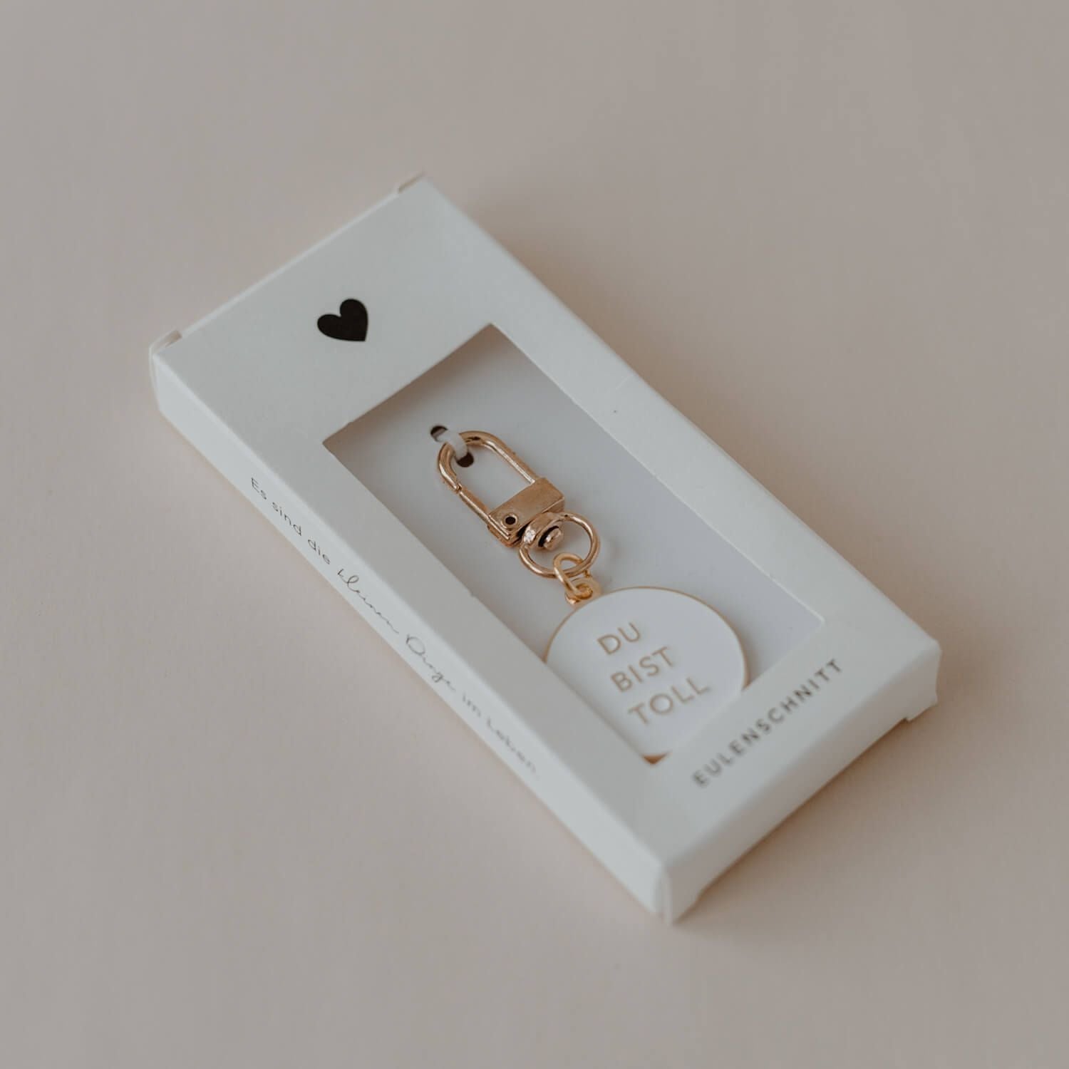 Schlüsselanhänger "Du bist toll" - 3,2x6,8 cm (Weiß/Gold) Eulenschnitt