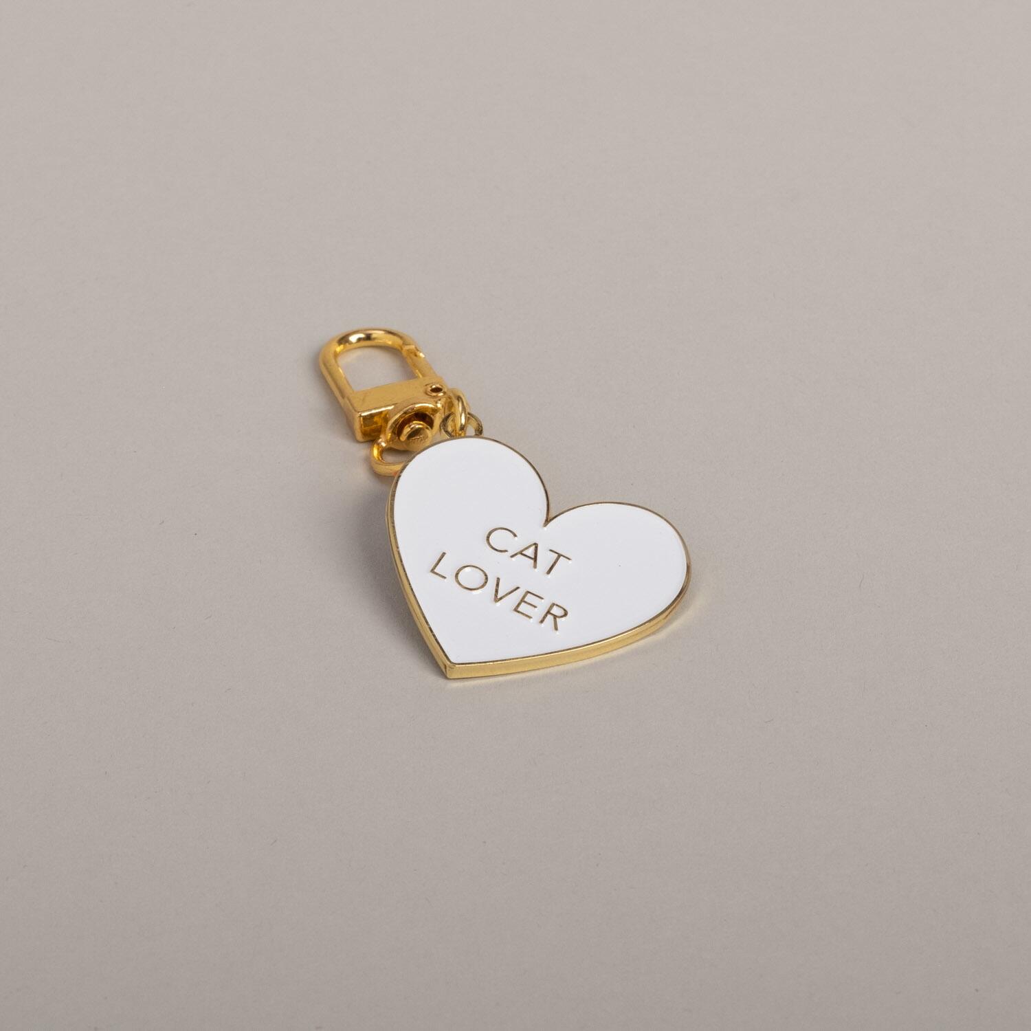Schlüsselanhänger "Cat Lover" - 3,3x6,8 cm (Weiß) Eulenschnitt
